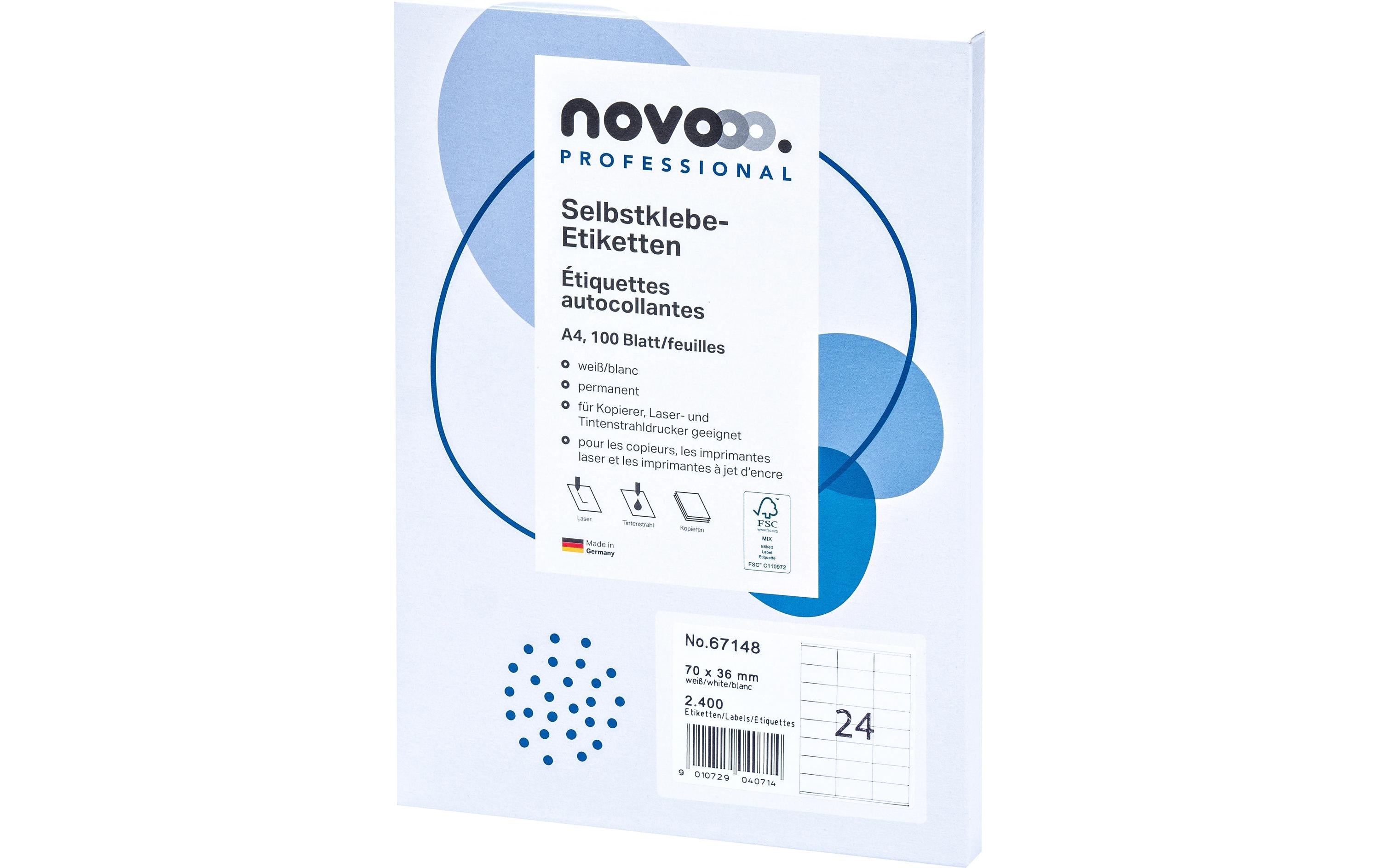 NOVOOO Etiketten 70x36mm 67148 weiss 2400 Stück