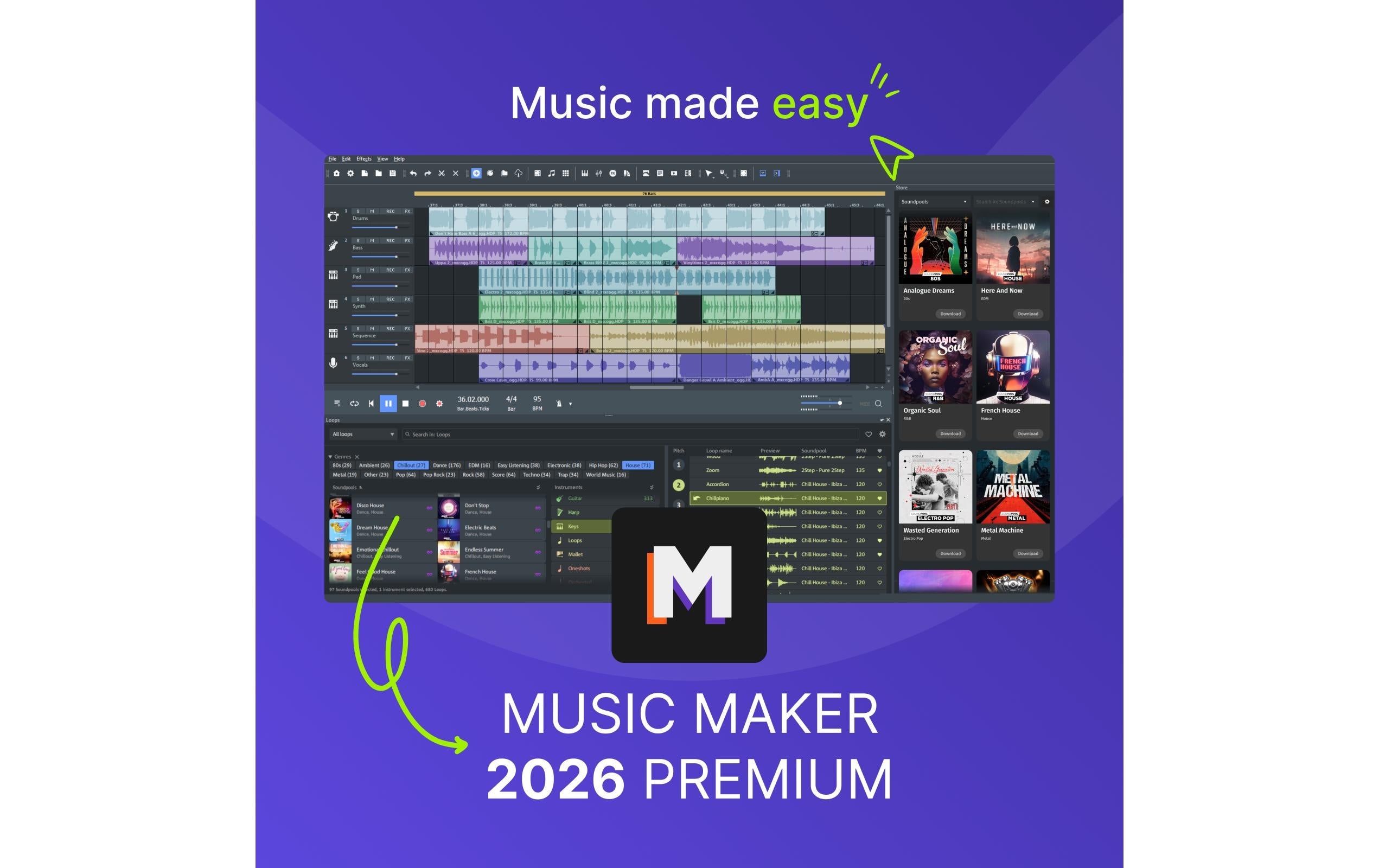 Magix Music Maker Premium Edition 2026 ESD, Vollversion, DE,EN,ES,FR