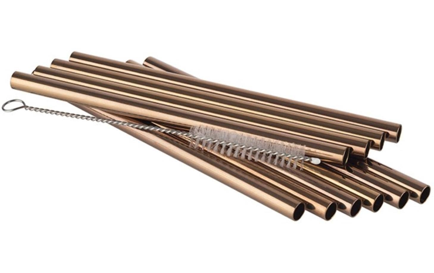APS Trinkhalme 11er Set Ø 8 mm, Länge: 15 cm, Kupfer