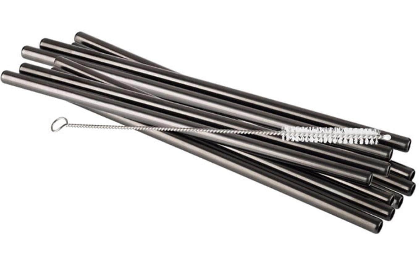 APS Trinkhalme 11er Set Ø 8 mm, Länge: 21,5 cm, Anthrazit