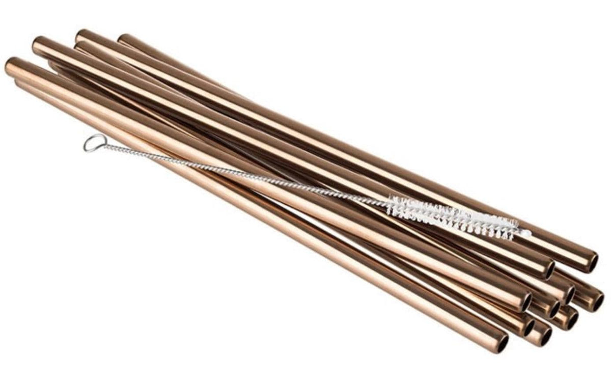 APS Trinkhalme 11er Set Ø 8 mm, Länge: 21,5 cm, Kupfer