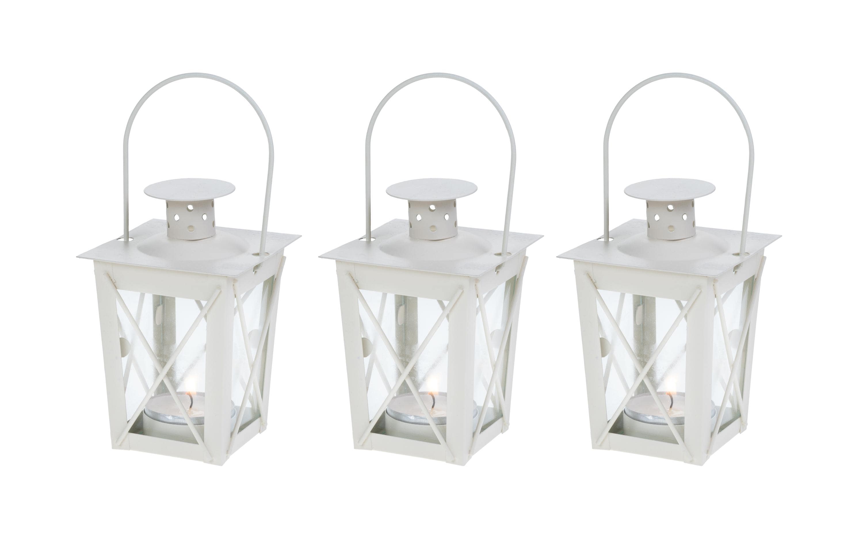 COCON Laternen Mini 3er Set weiss Metall, Glas, 17x9x5.5cm