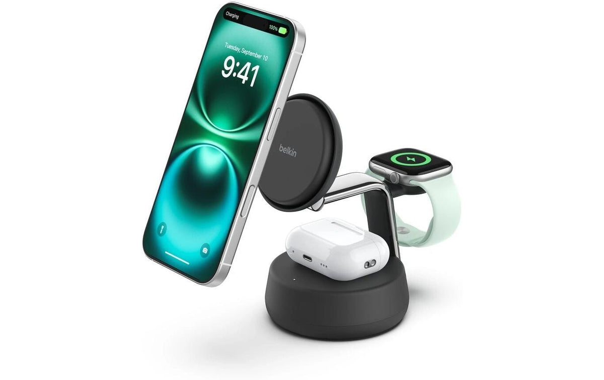 Belkin UltraCharge Pro 3-in-1 Ladestation Qi2 (25W), Magnetisch, Schwarz