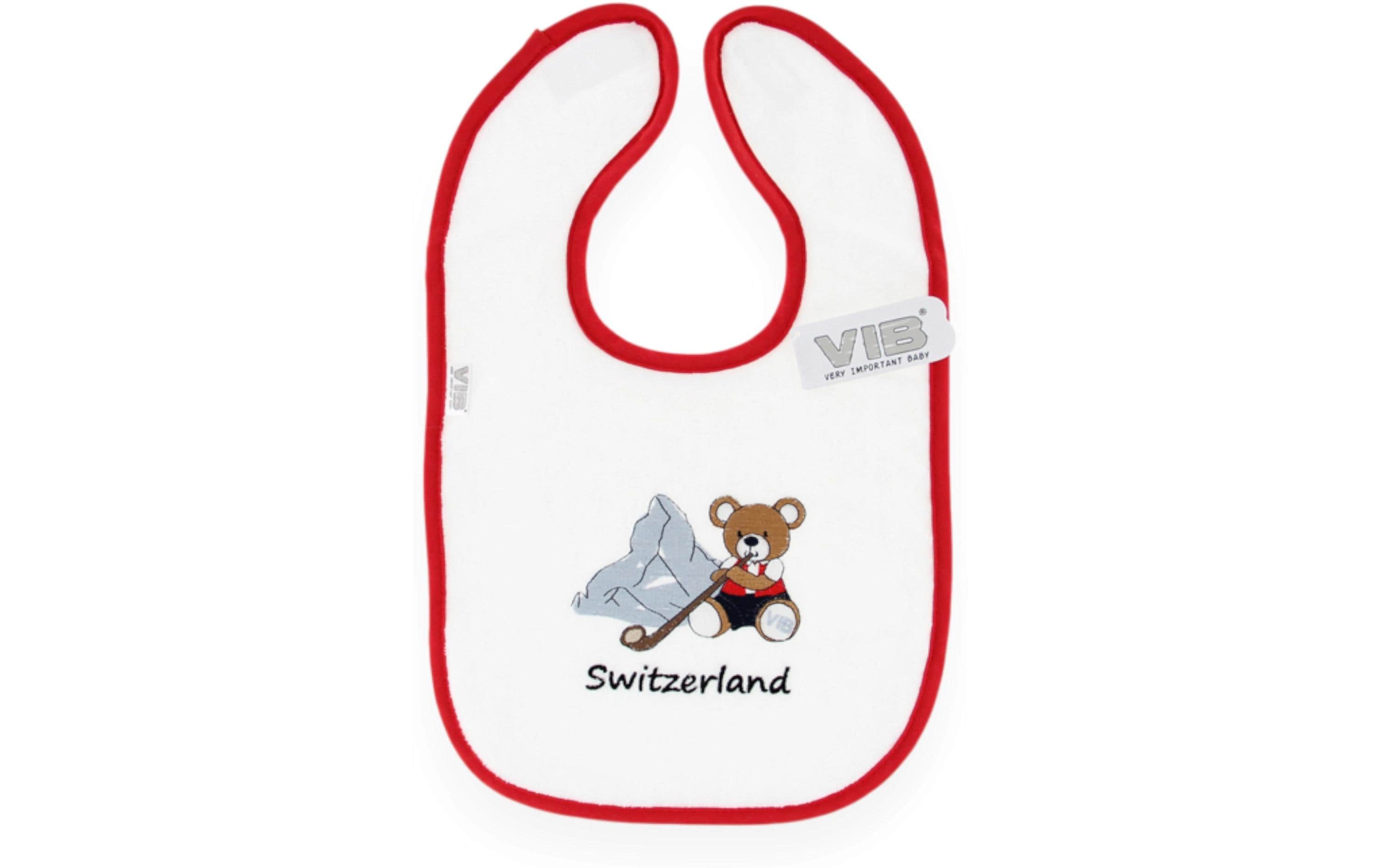 VIB Lätzchen Bär + Matterhorn + Switzerland weiss
