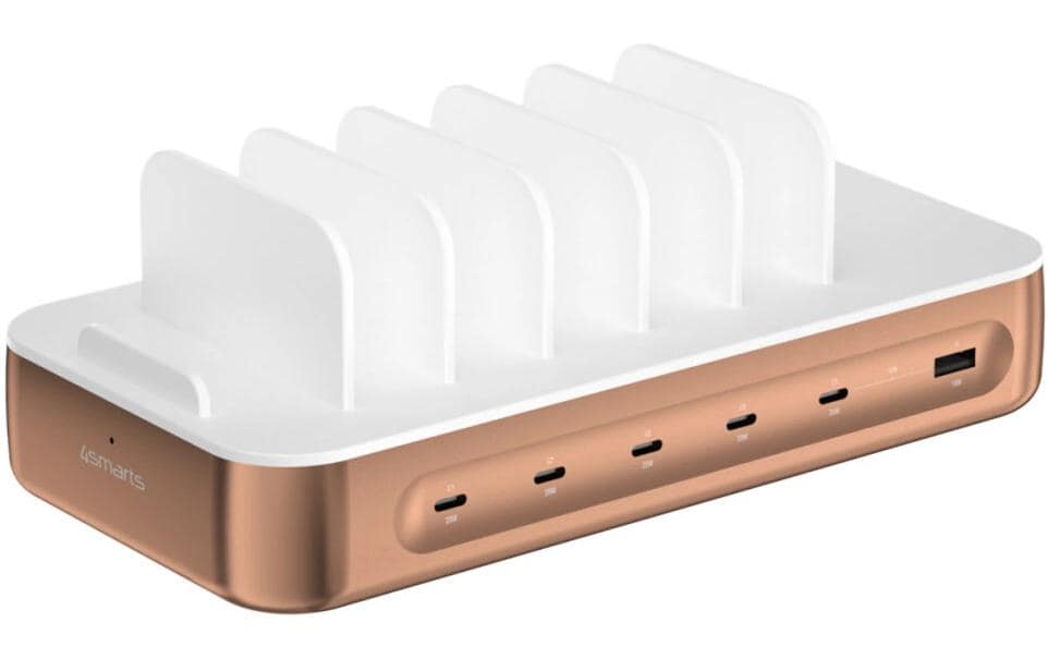 4smarts Ladestation Team inkl. 6 Kabel 5x USB-C, 1x USB-A, Kupfer