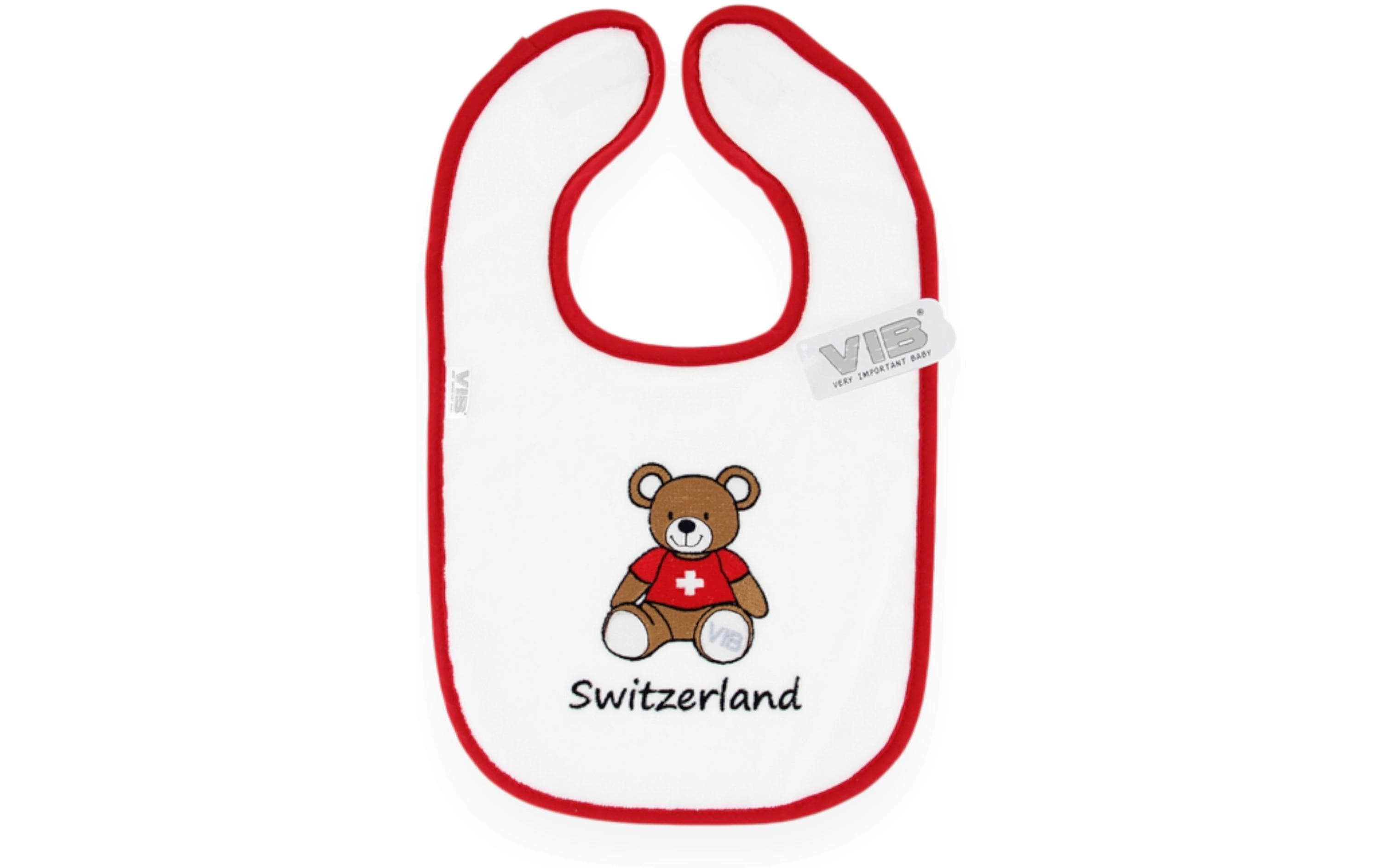 VIB Lätzchen Bär + Switzerland weiss