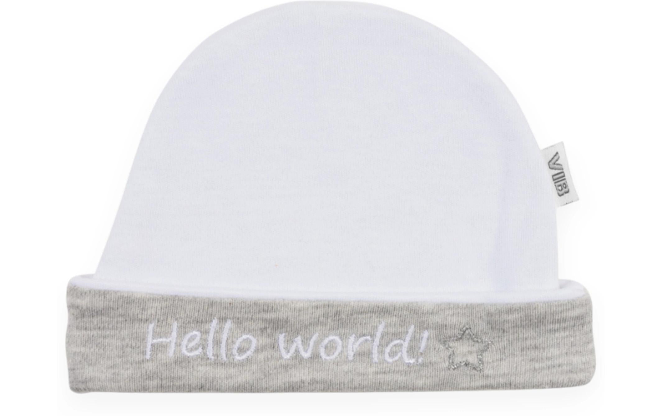 VIB Mütze Hello world weiss/grau