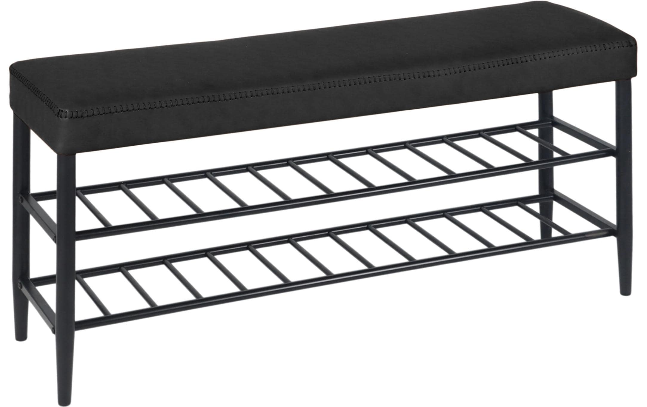 relaxdays Schuhbank mit 2 Ablagen 50 x 100 x 30, Schwarz