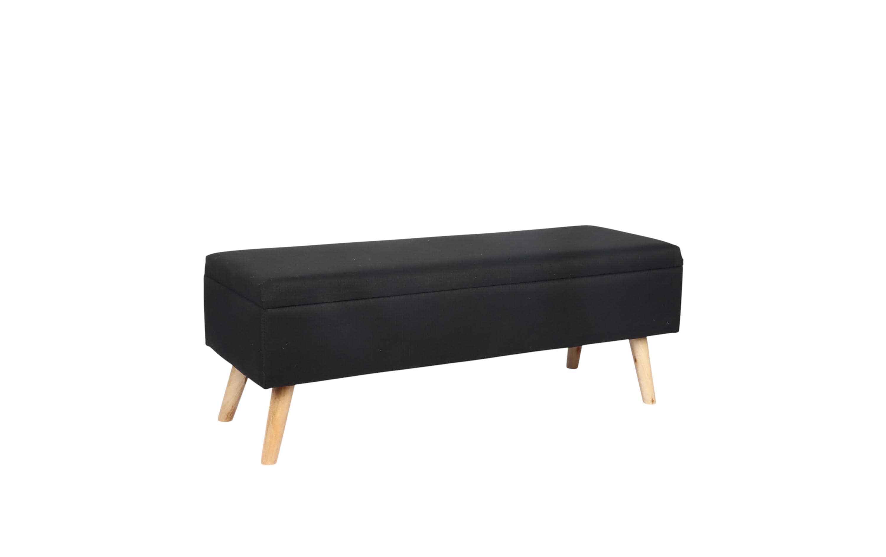 relaxdays Sitzbank mit Stauraum Leinen Material: MDF, Eukalyptusholz, Poly.