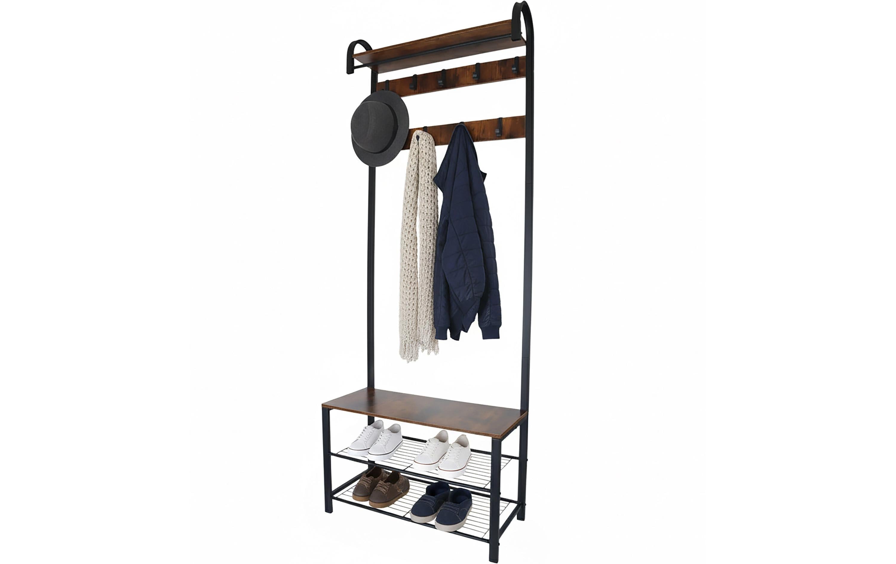 relaxdays Garderobe mit Schuhbank Material: Eisen, MDF