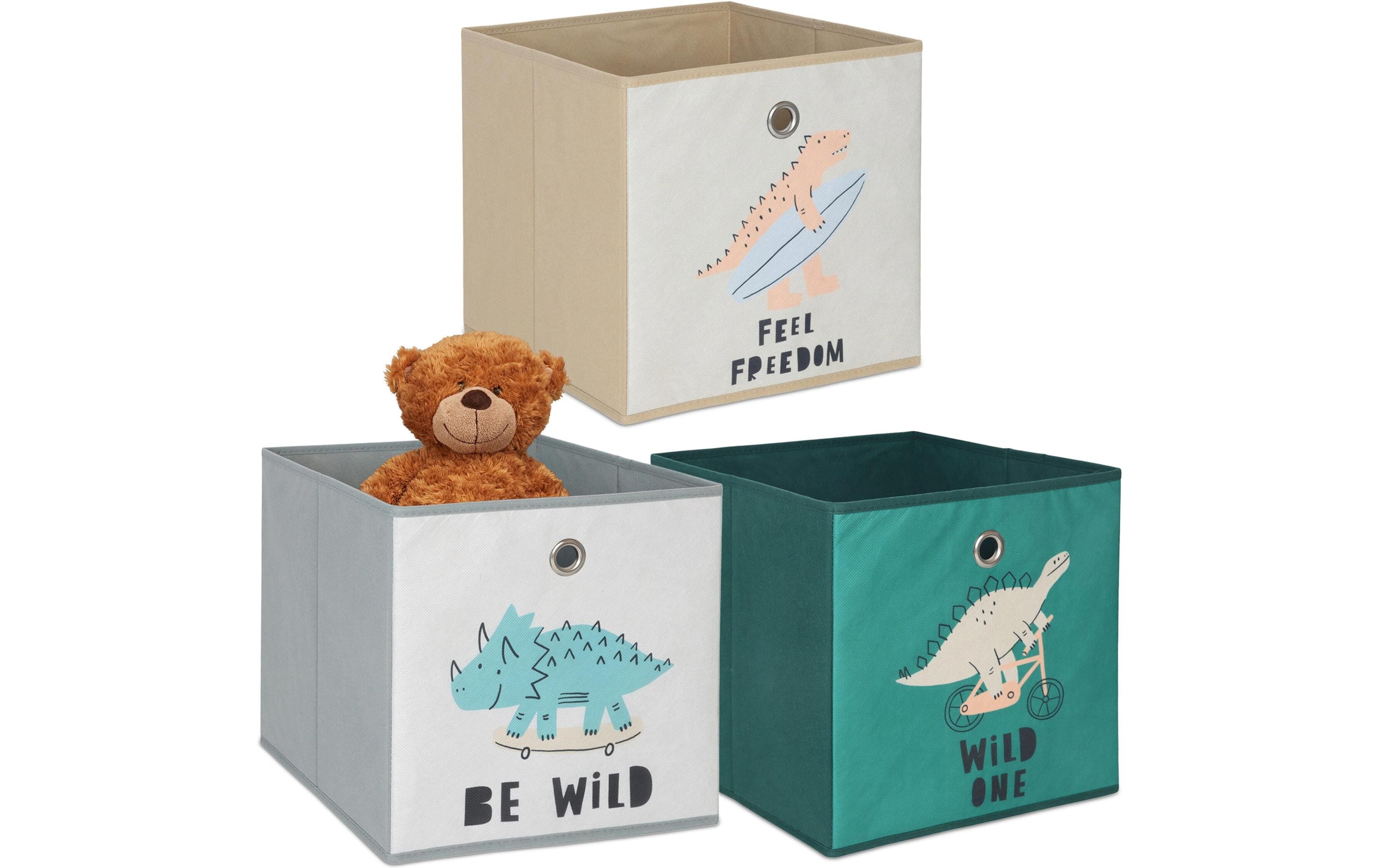 relaxdays Spielzeugbox Dino Sport 3 Stück