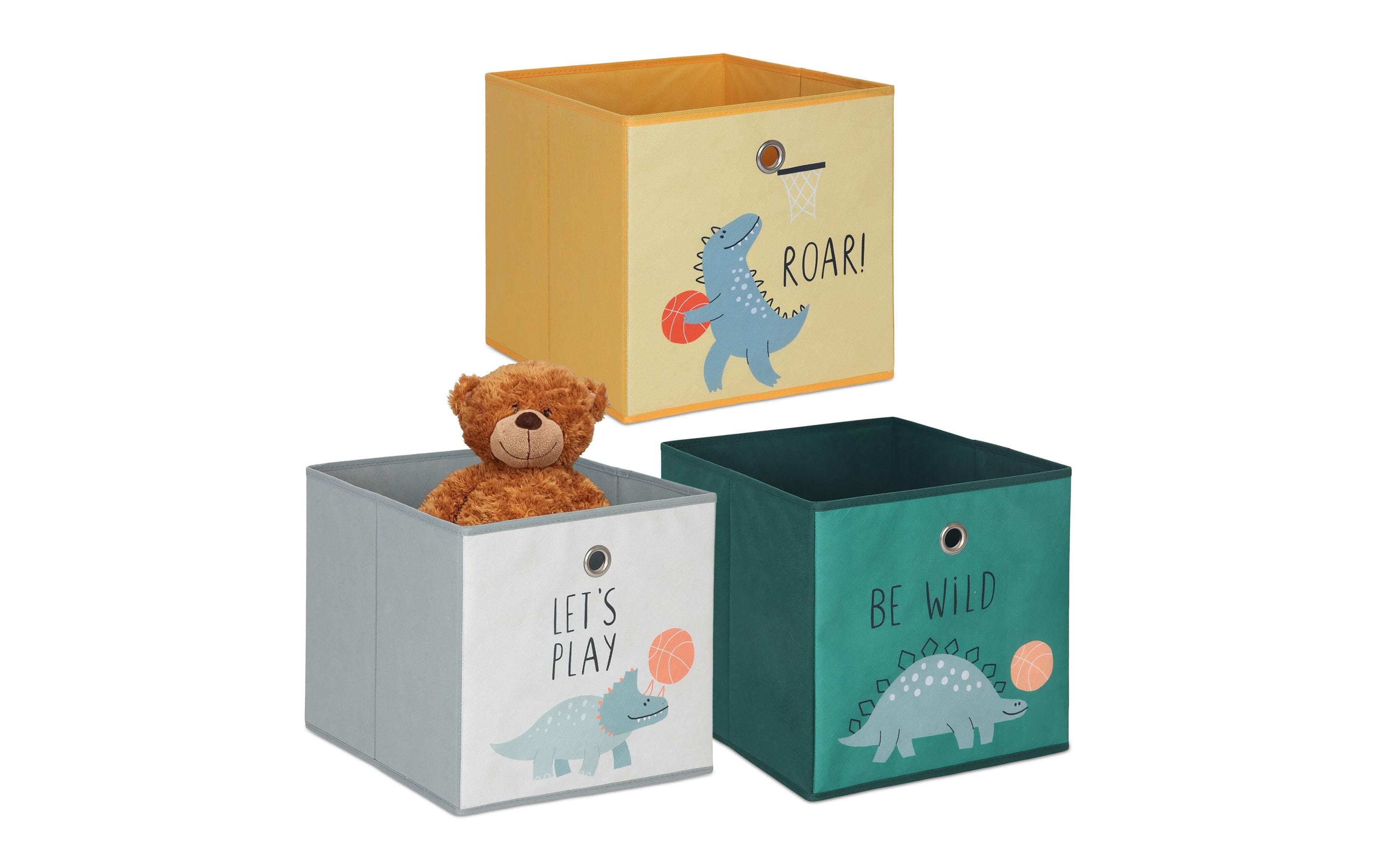 relaxdays Spielzeugbox Dino Basket 3 Stück