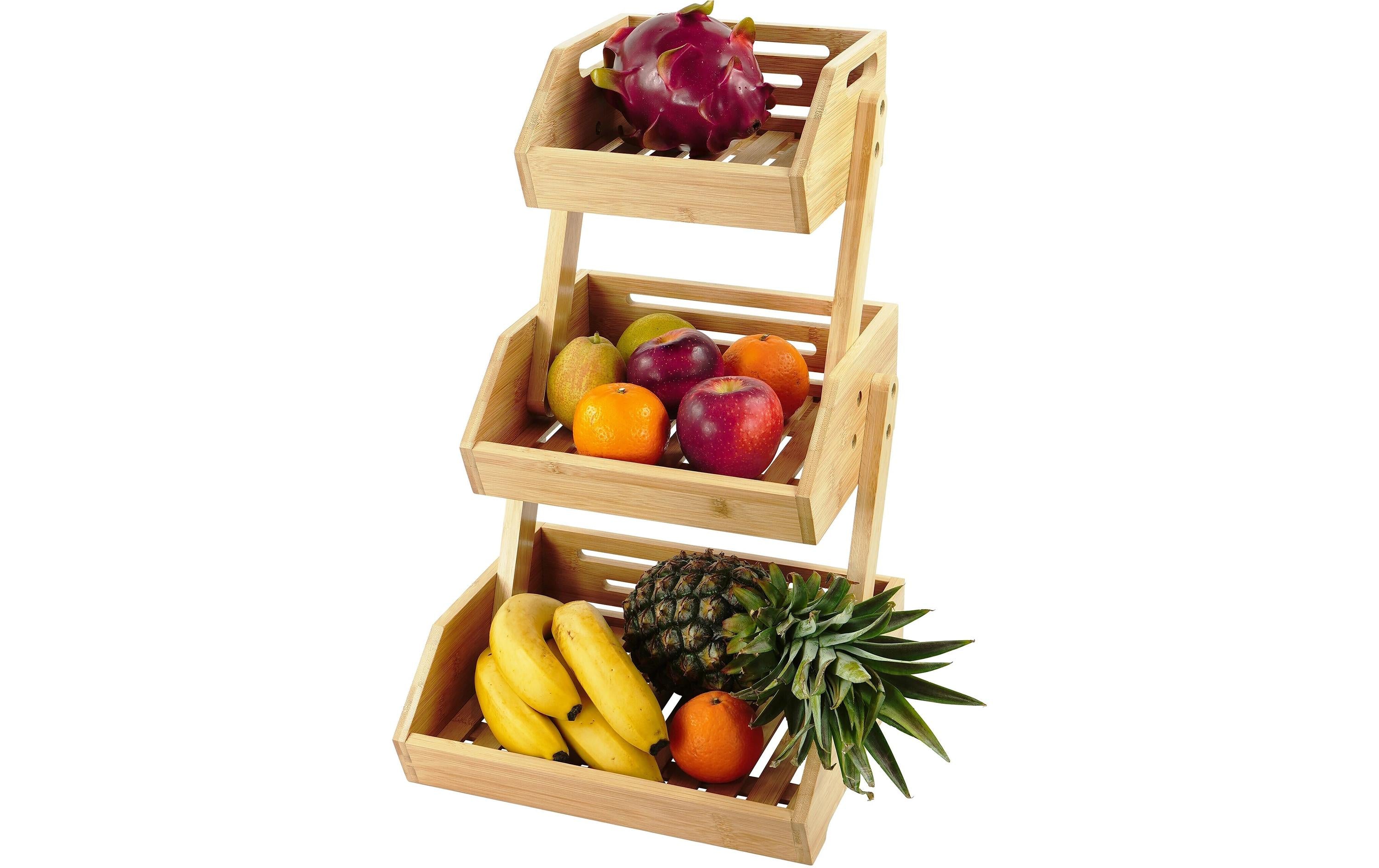 relaxdays Etagere Obst 3er Material: Bambus