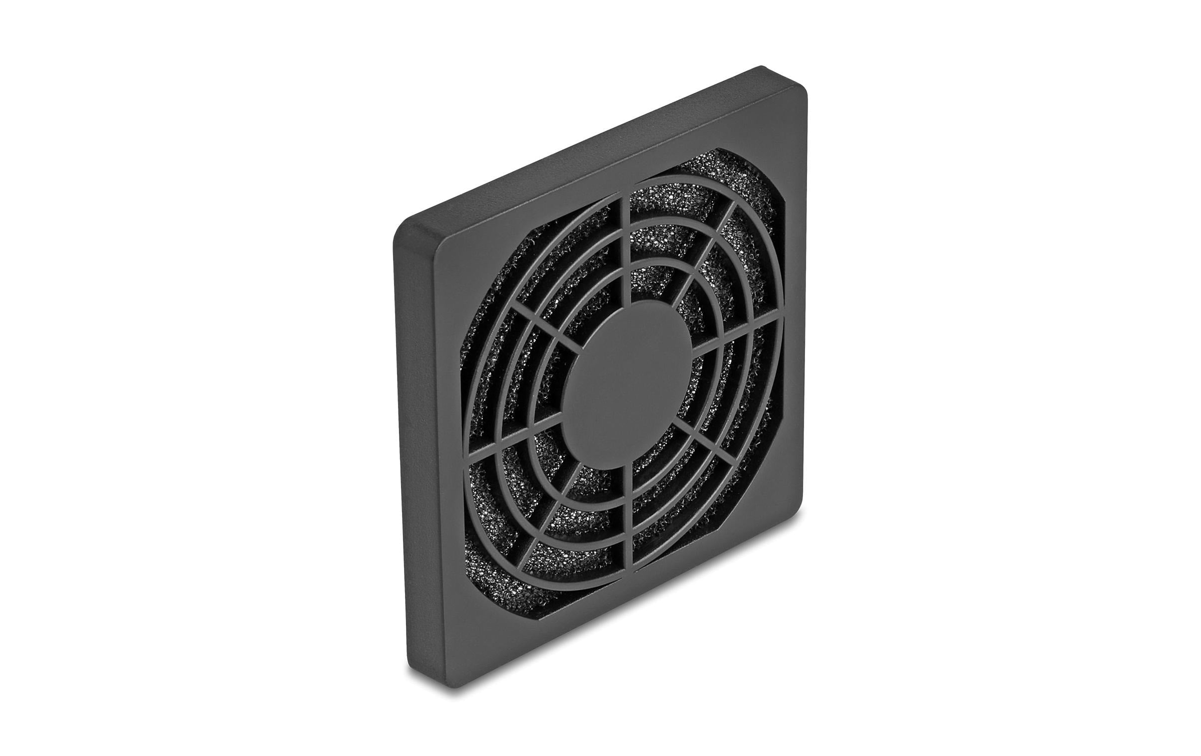 Delock Lüftergitter 60x60mm, schwarz mit Staubfilter, Bedestigung über Schrauben