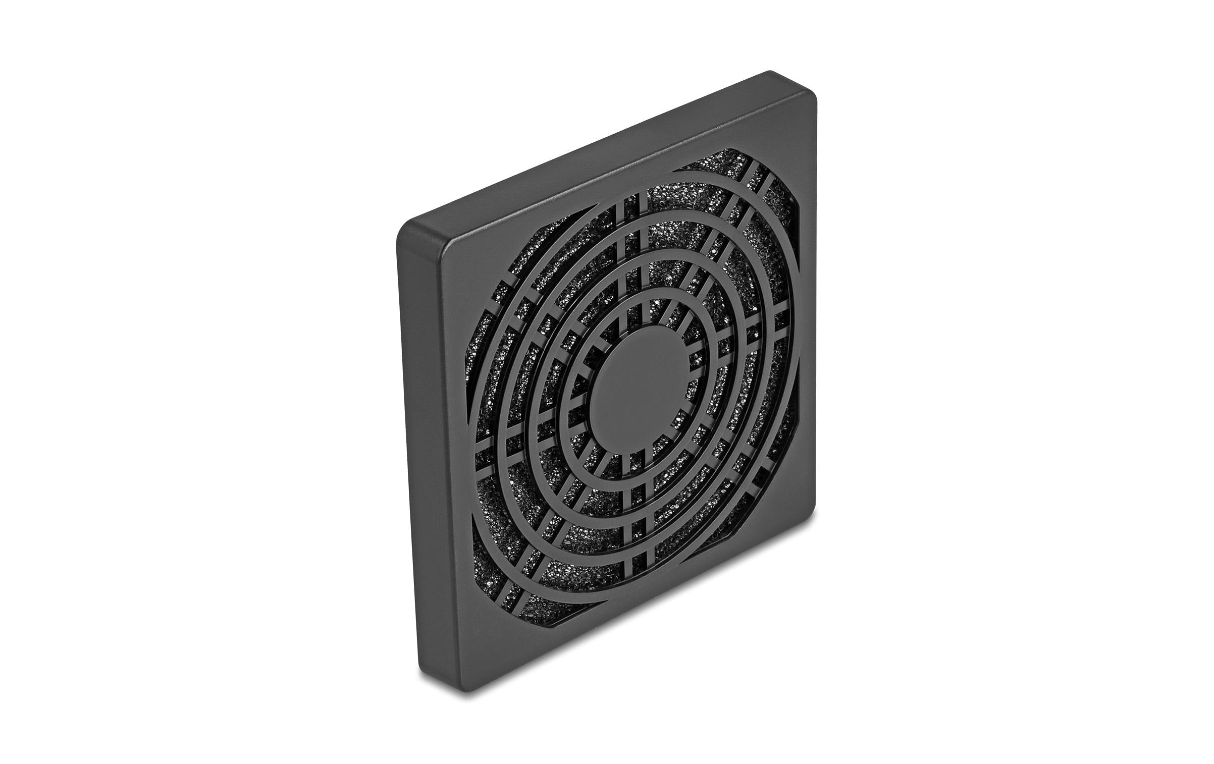 Delock Lüftergitter 80x80mm, schwarz mit Staubfilter, Bedestigung über Schrauben