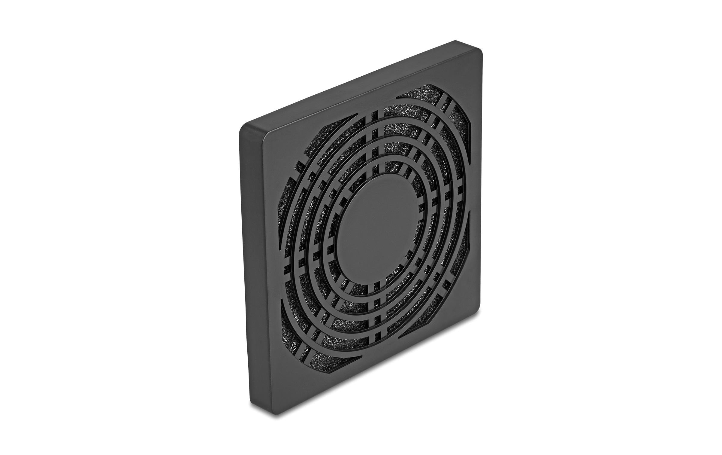 Delock Lüftergitter 92x92mm, schwarz mit Staubfilter, Bedestigung über Schrauben