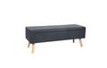 relaxdays Sitzbank mit Stauraum Kunstl. MDF, Kunstleder, Eukalyptusholz, Schwarz