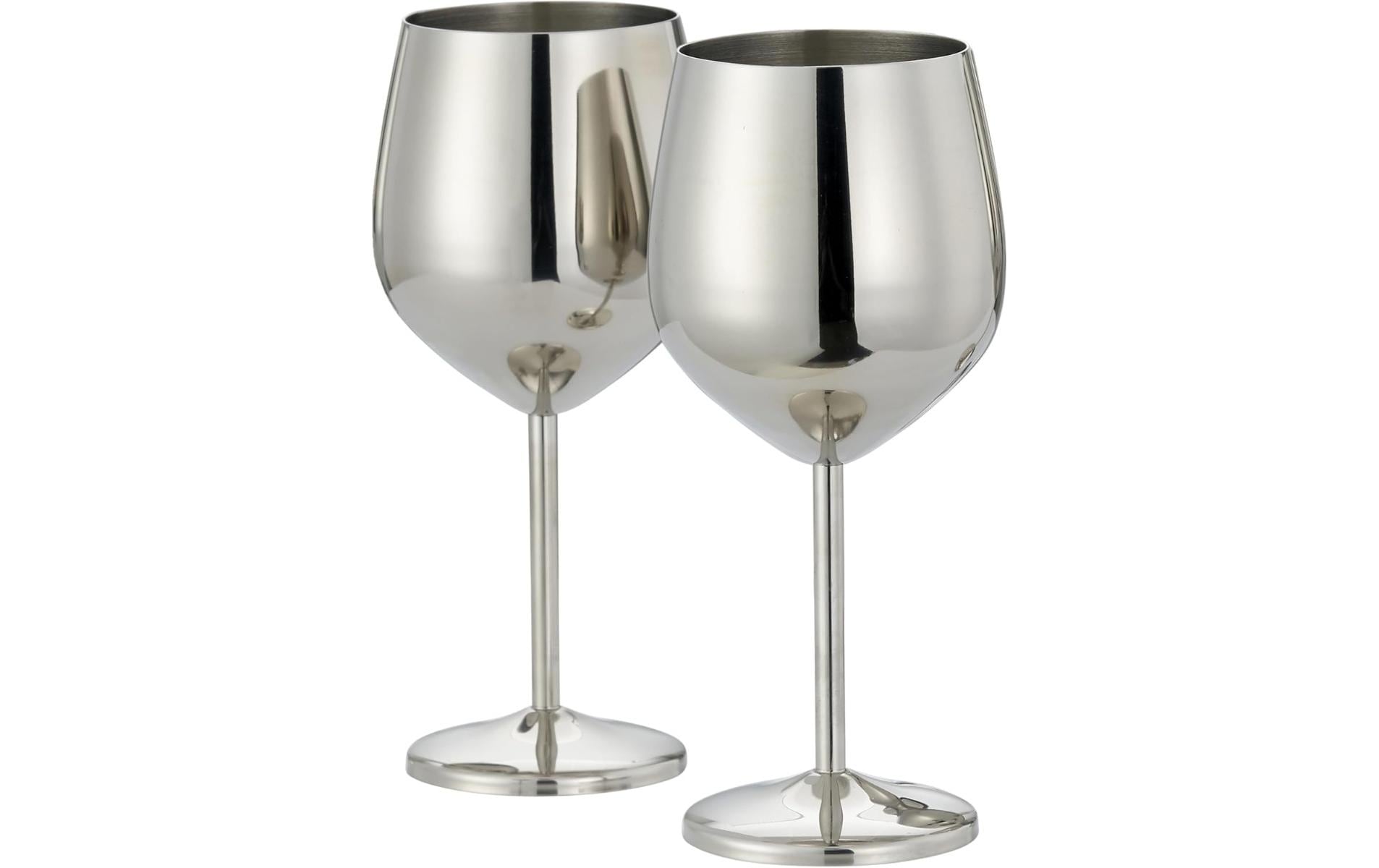 Oak&Steel Weingläser Silber, 2er Set Edelstahl