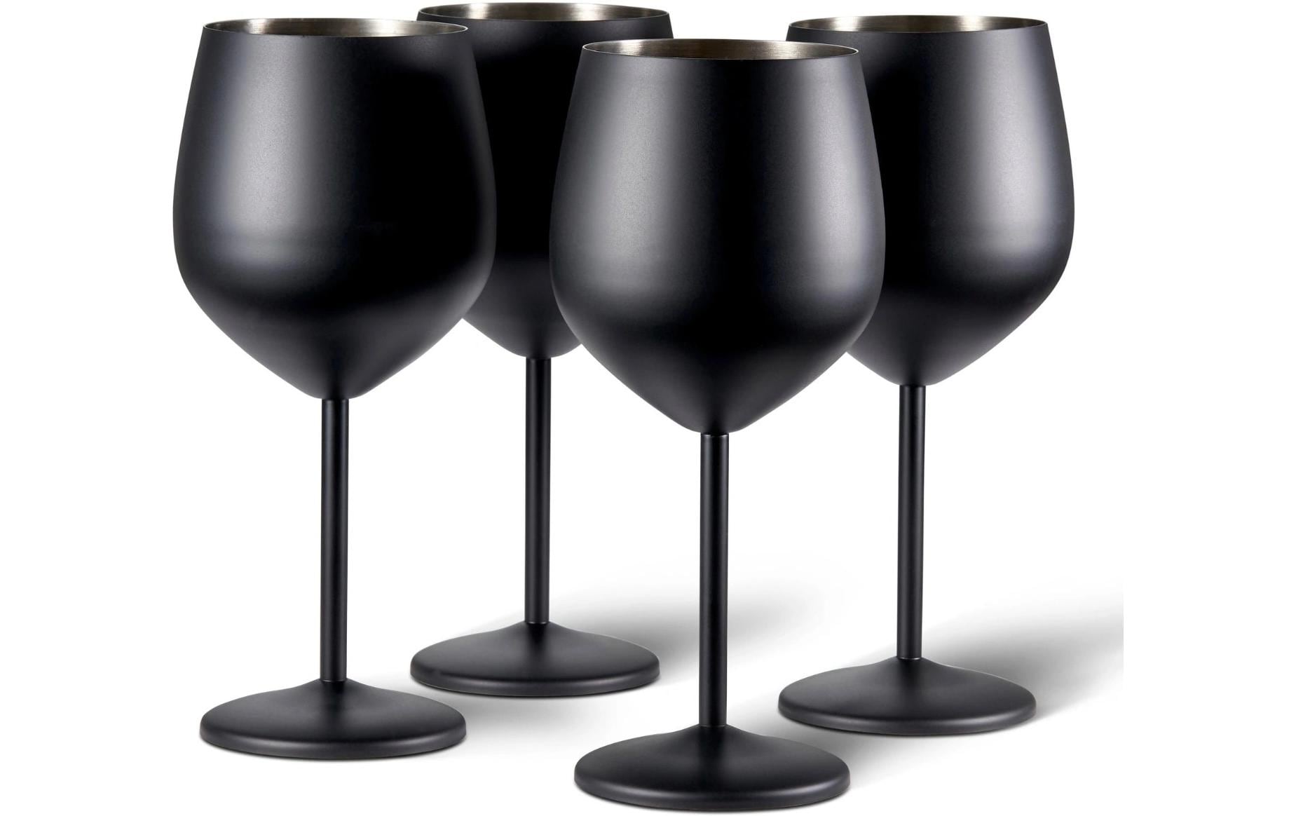Oak&Steel Weingläser Schwarz matt, 4er Set Edelstahl