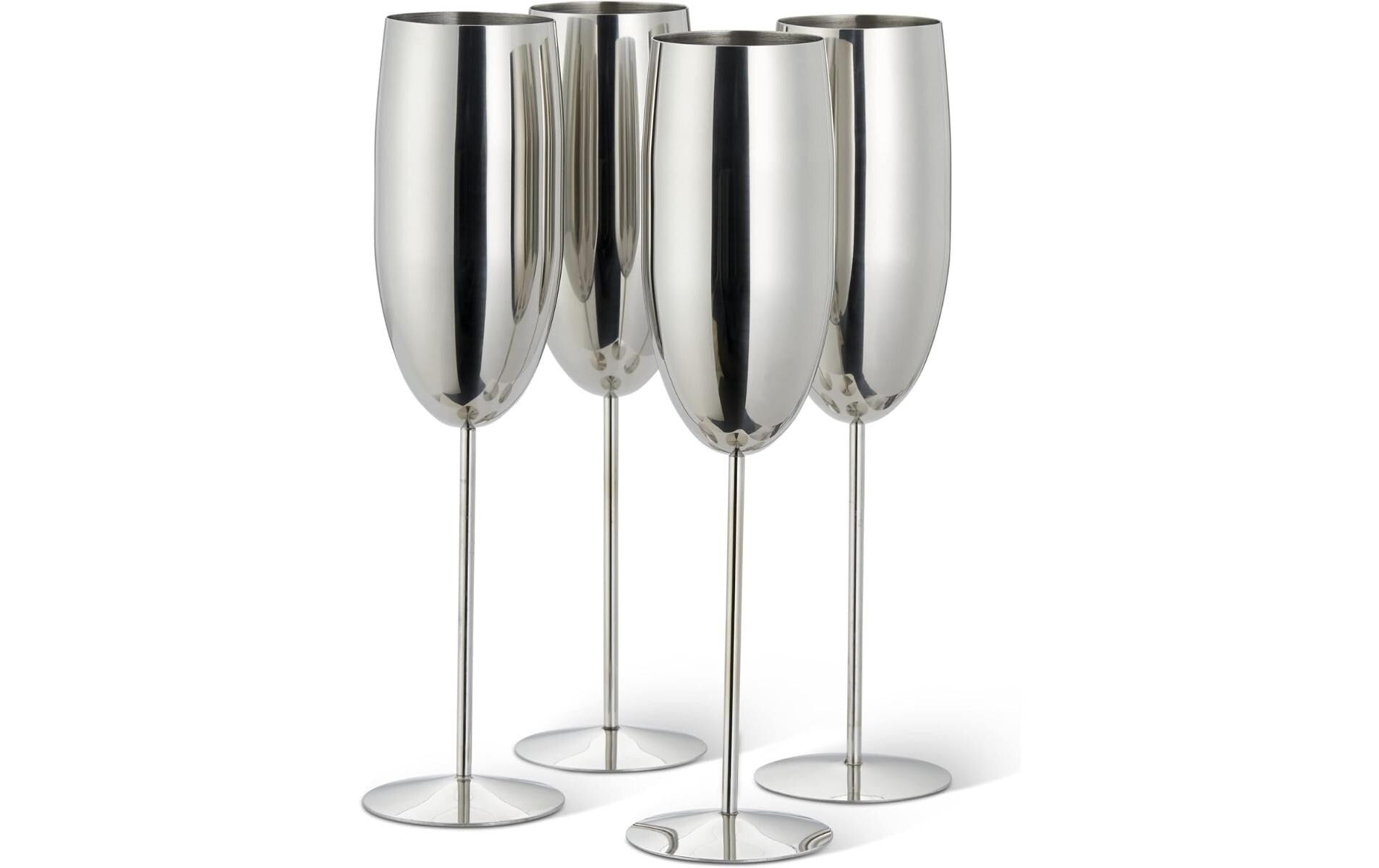 Oak&Steel Sektgläser Silber, 4er Set Edelstahl