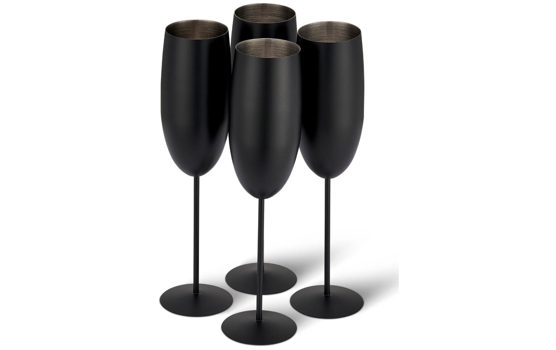 Oak&Steel Sektgläser Schwarz matt, 4er Set Edelstahl