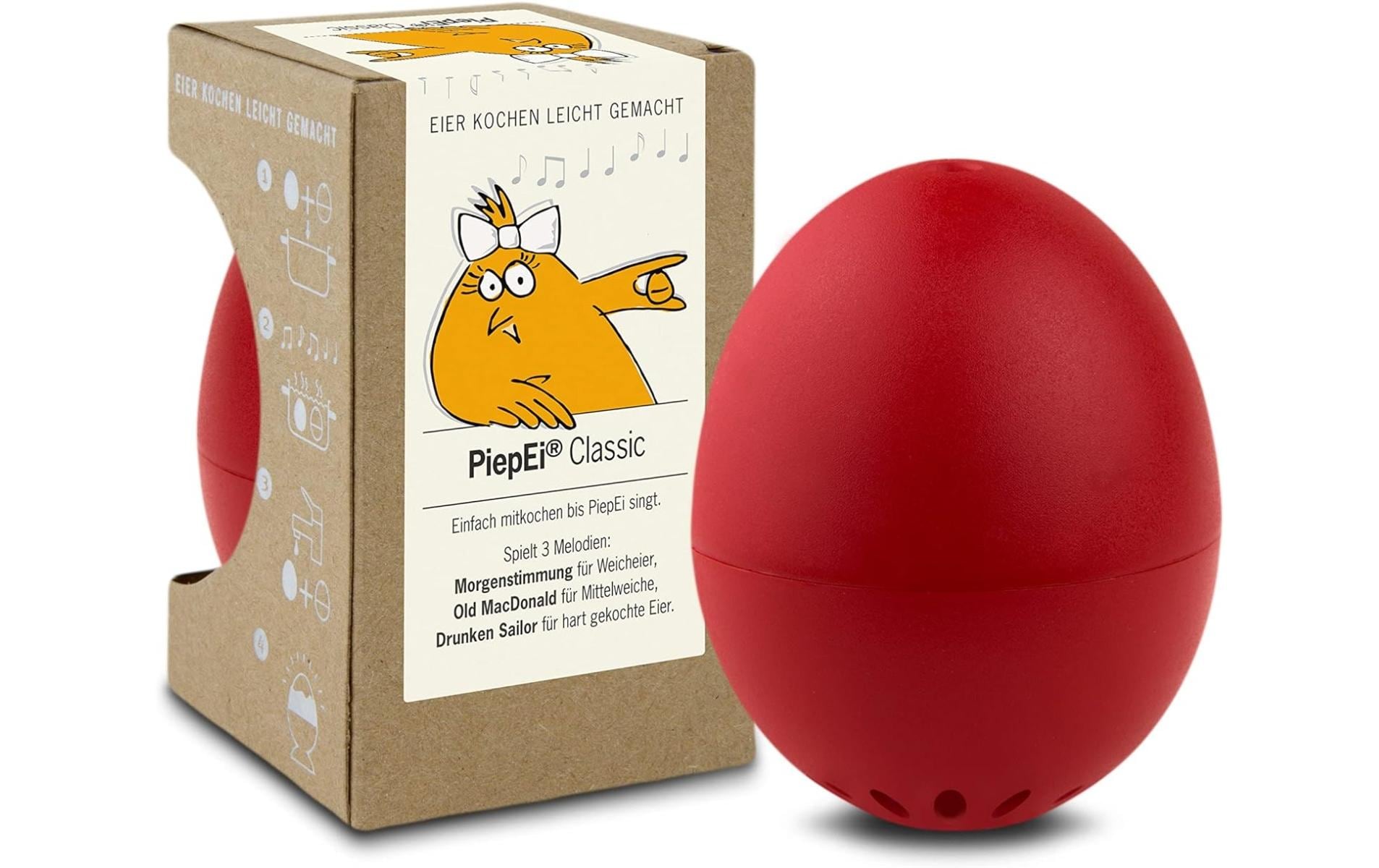 PiepEi Küchentimer singende Eieruhr Classic Rot, Melodie auf jeder Stufe, Kunststoff