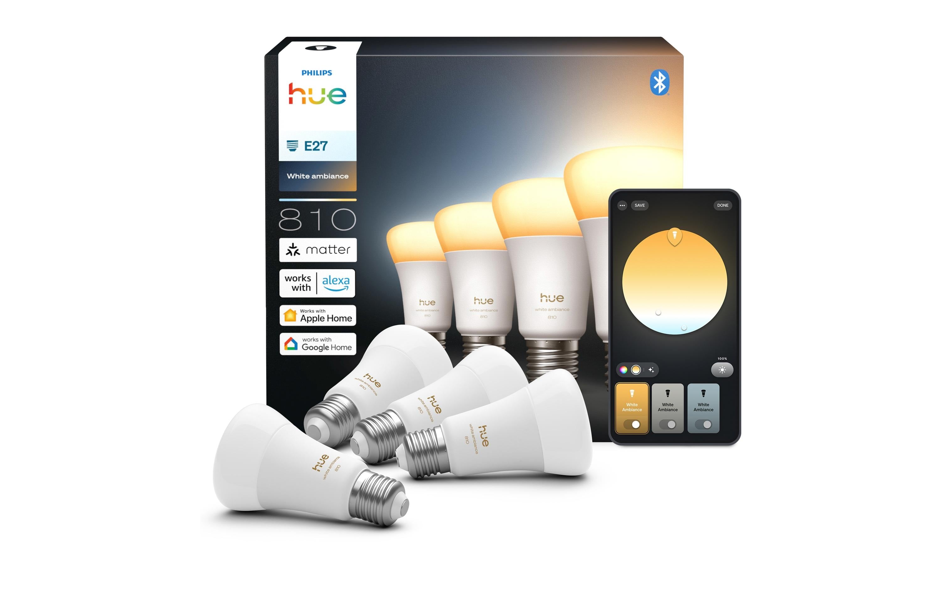 Philips Hue White Ambiance E27 Viererpack 4x810lm