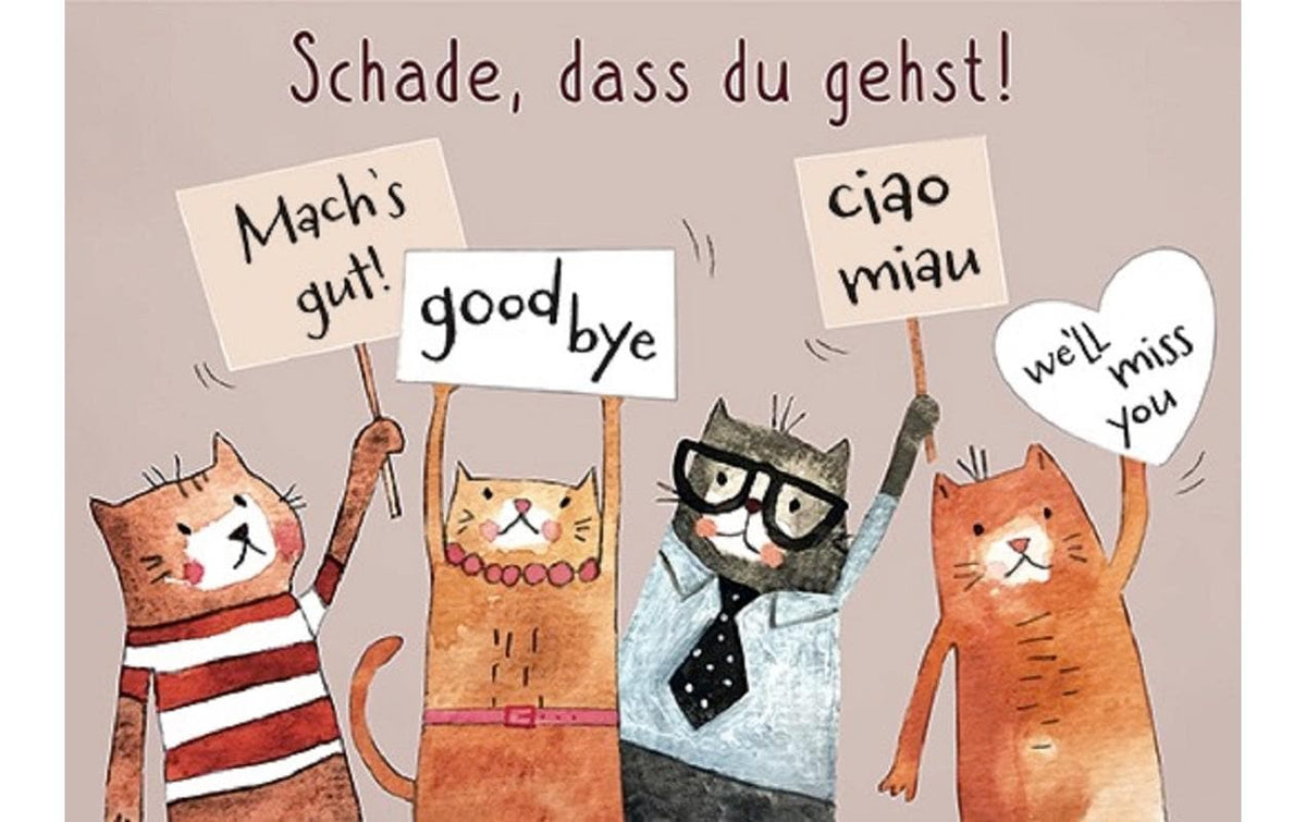 Cart Abschiedskarte mit Geldschein-Tasche Katzen, Format 120 x 172 mm inkl. Umschlag