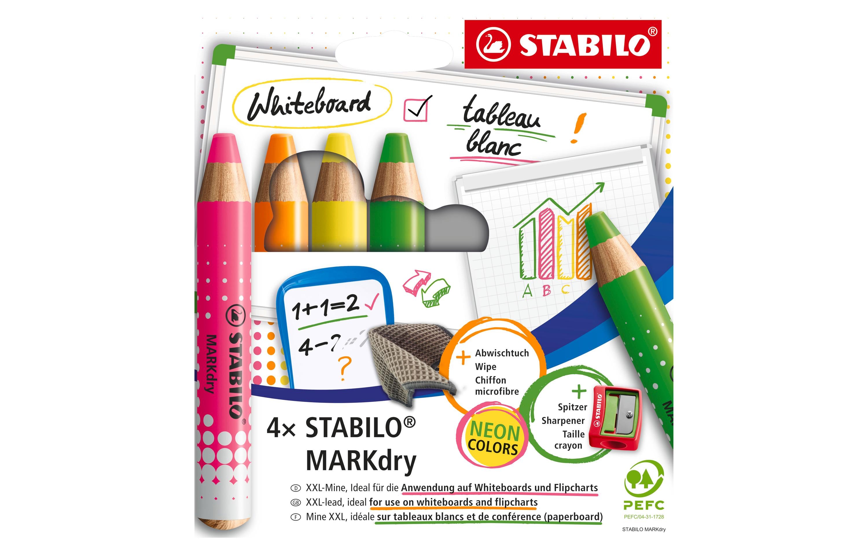 STABILO MARKdry Whiteboardmarker neon 4Etui 4 Stk.