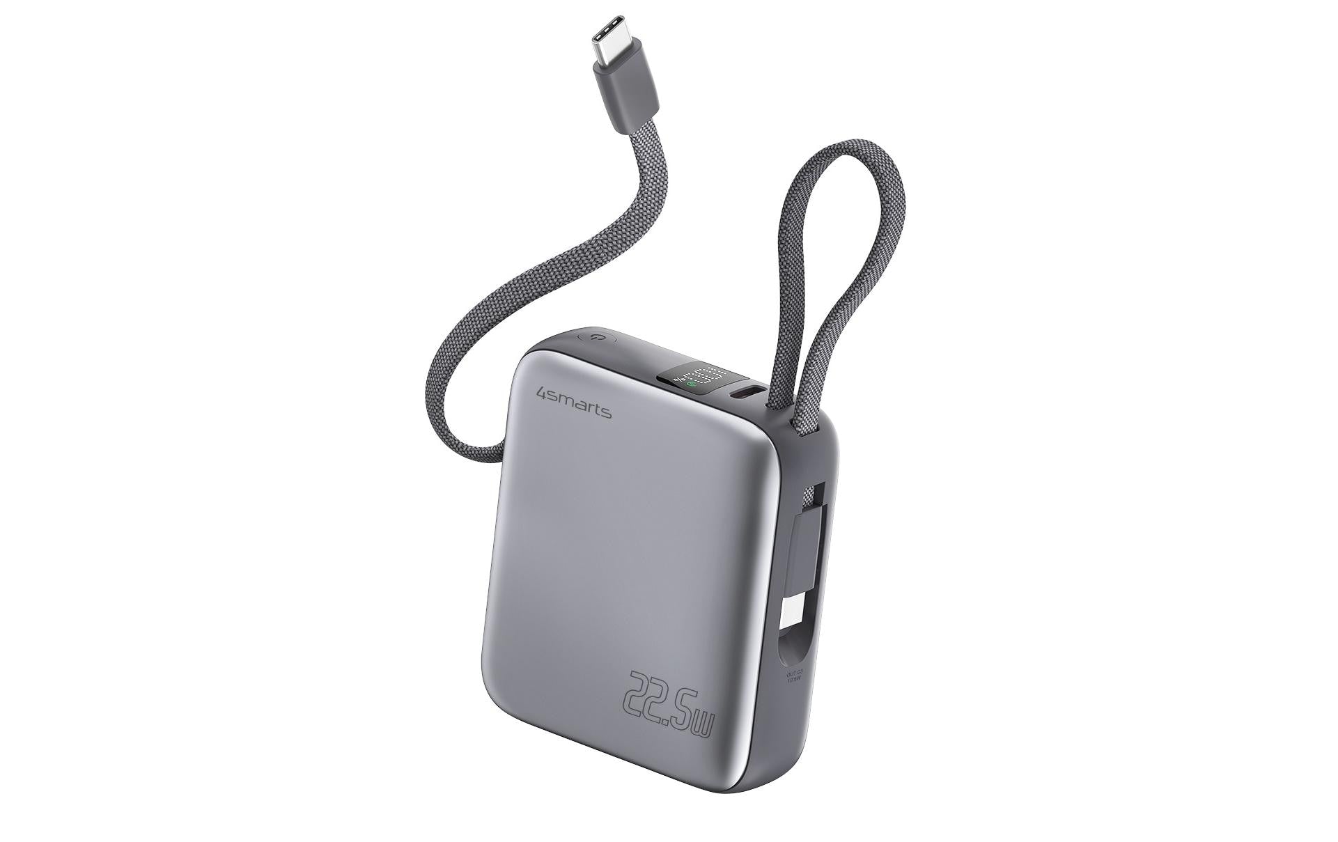 4smarts Powerbank Pocket Dual Cord 10000mAh, 22.5W, integr. Ladekabel, PD3.0