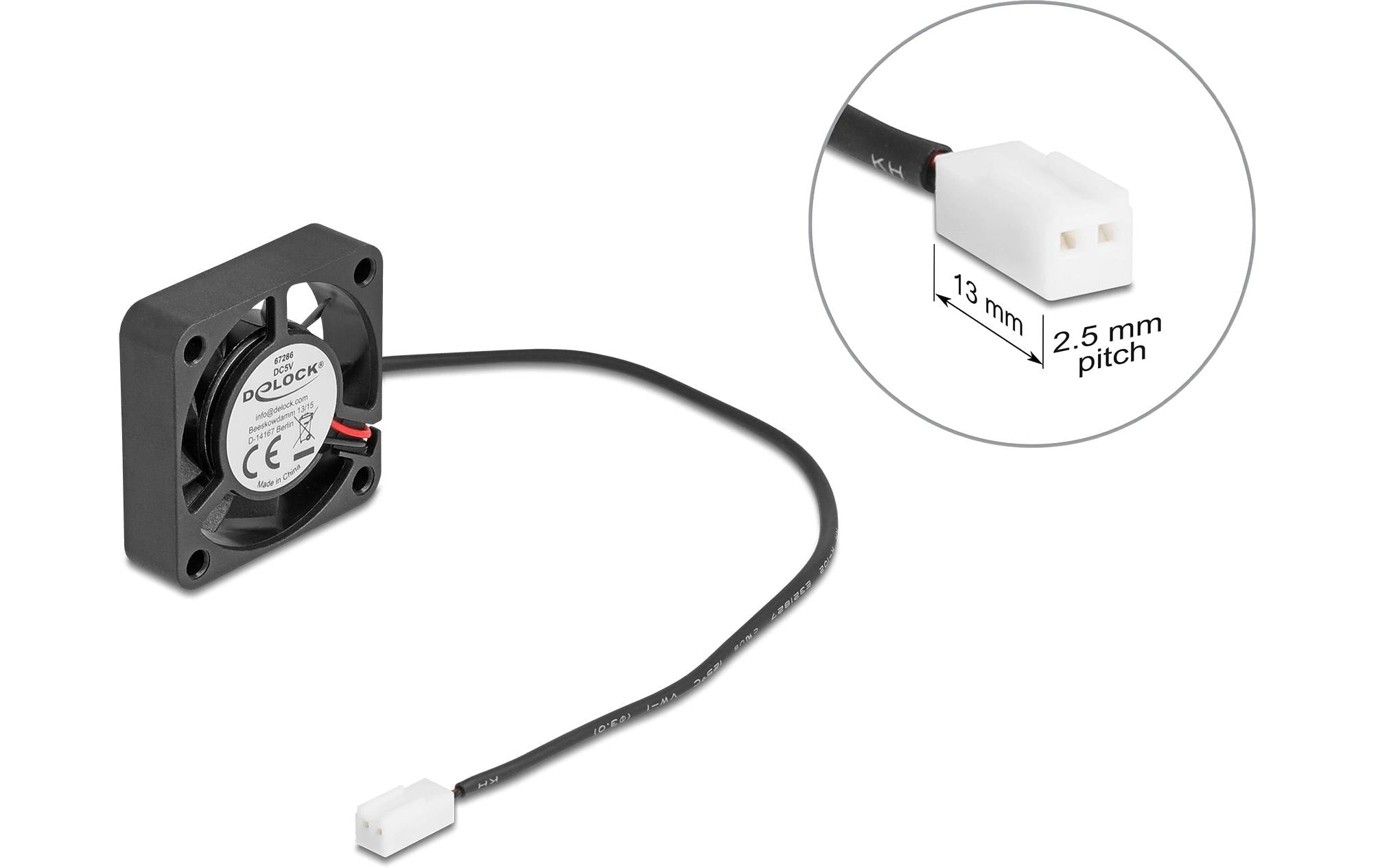 Delock Gehäuselüfter 40x40x10mm, 5V Axiallüfter, schwarz, 5V DC