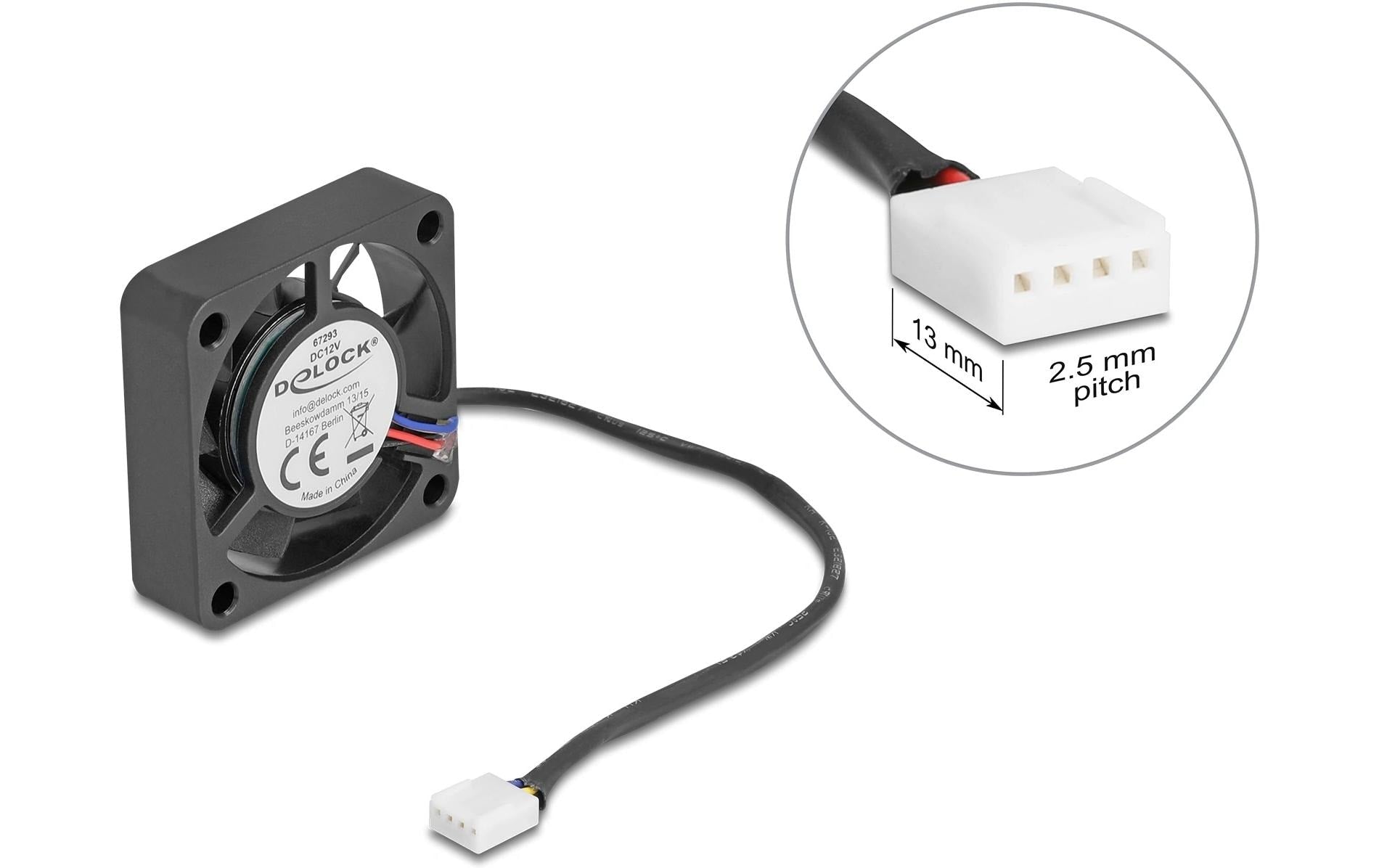 Delock Gehäuselüfter 40x40x10mm, 12V Axiallüfter, schwarz, 12V DC
