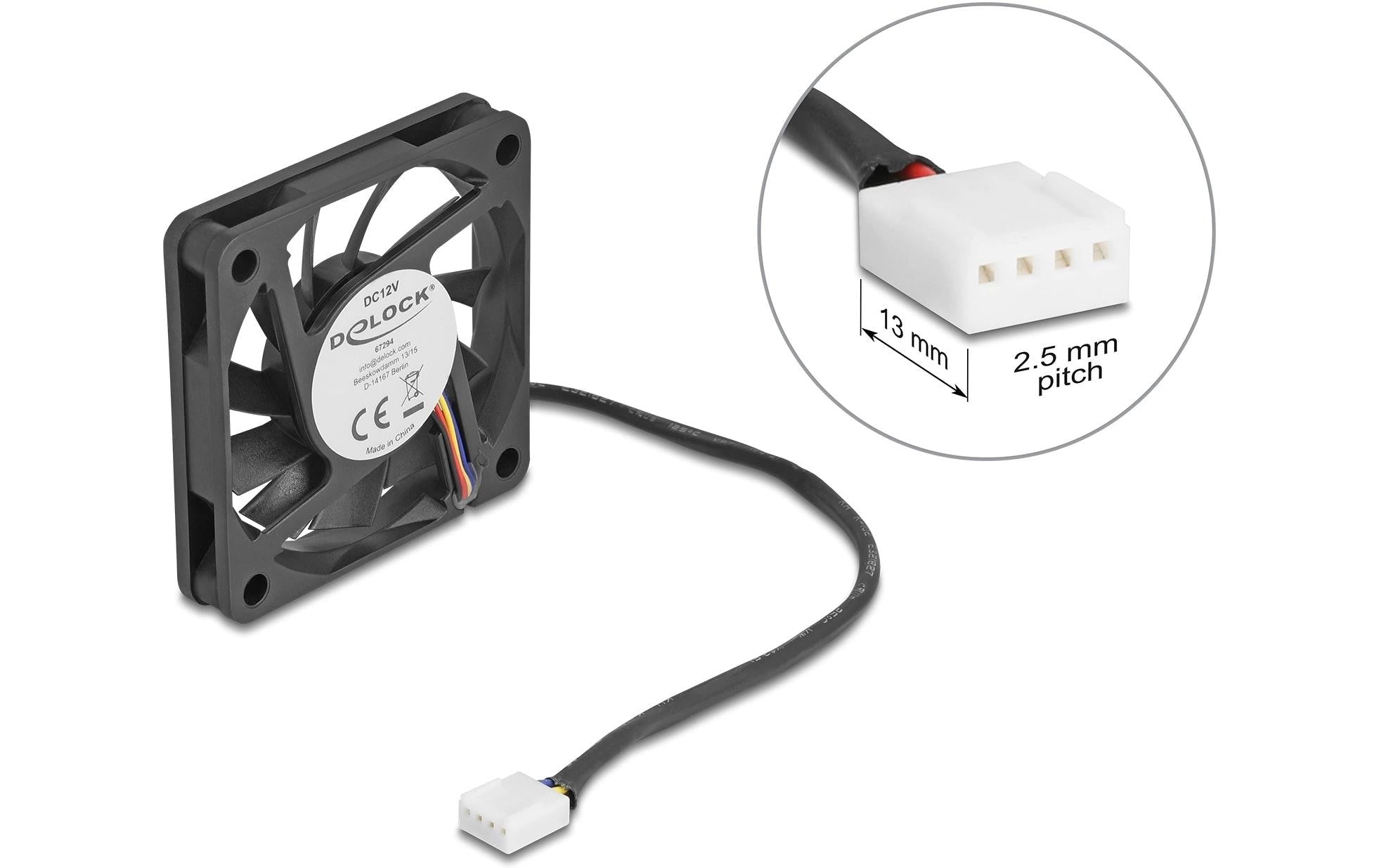 Delock Gehäuselüfter 60x60x10mm, 12V Axiallüfter, schwarz, 12V DC