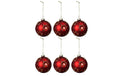 COCON Xmaskugeln rot Stern, Box à 6 Stk. Glas, D8cm + Hänger 8cm