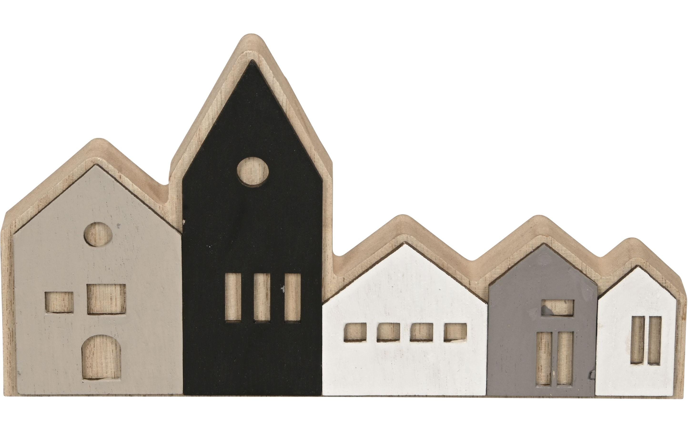COCON Häuserreihe schwarz-weiss 20x2x10.5cm, MDF
