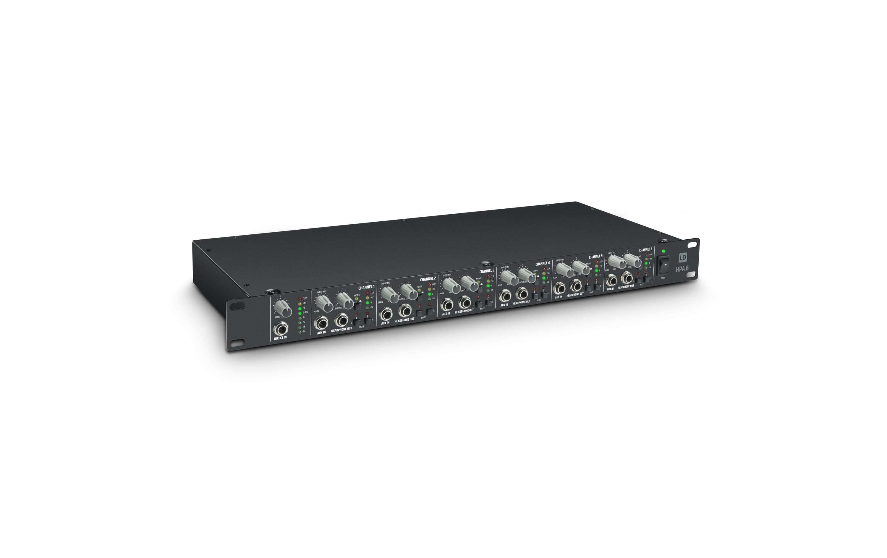 LD Systems 19" Kopfhörerverstärker 6 Kanal 6CH, 6.3mm, XLR, int. NT