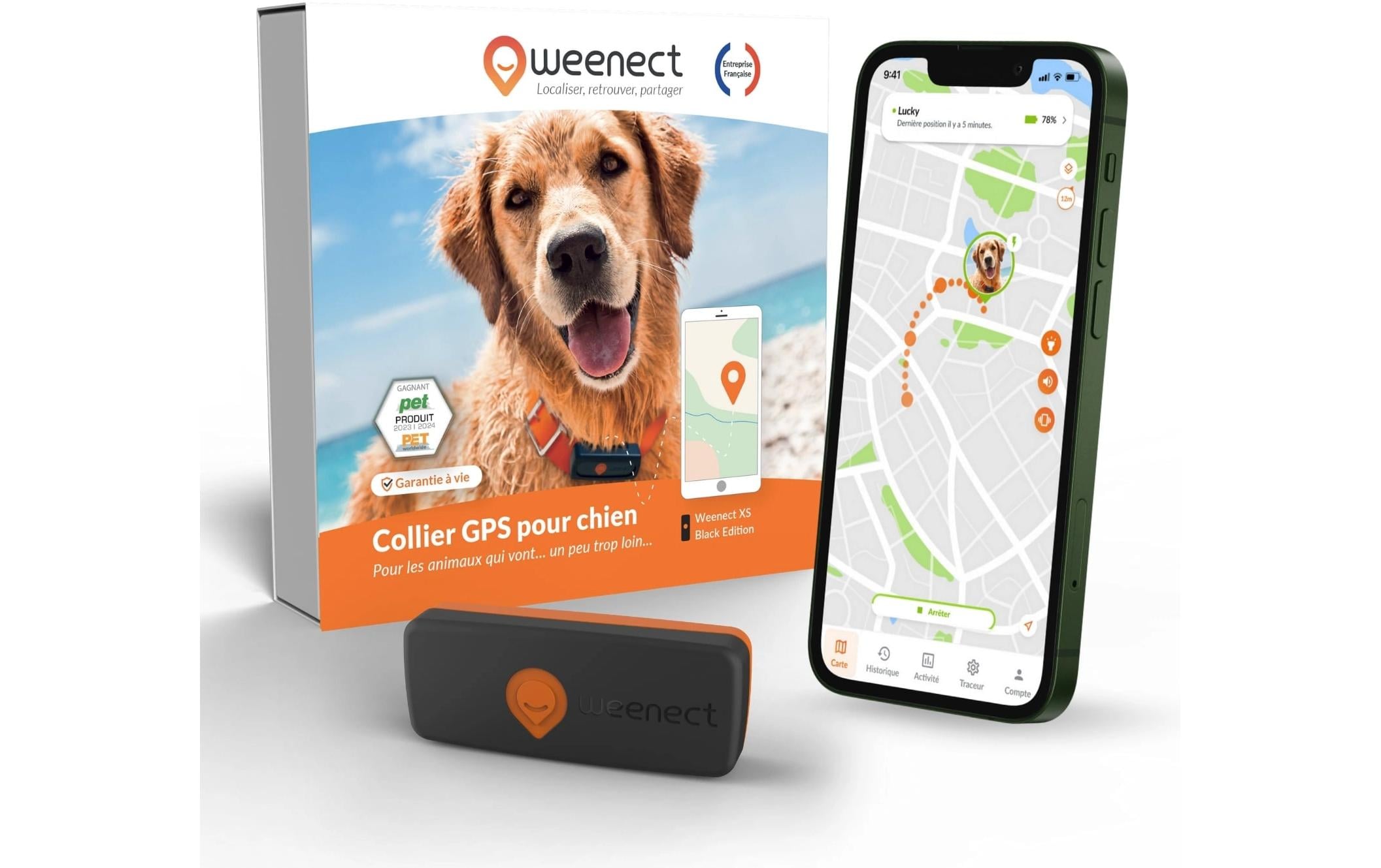 Weenect GPS-Tracker für Hunde schwarz