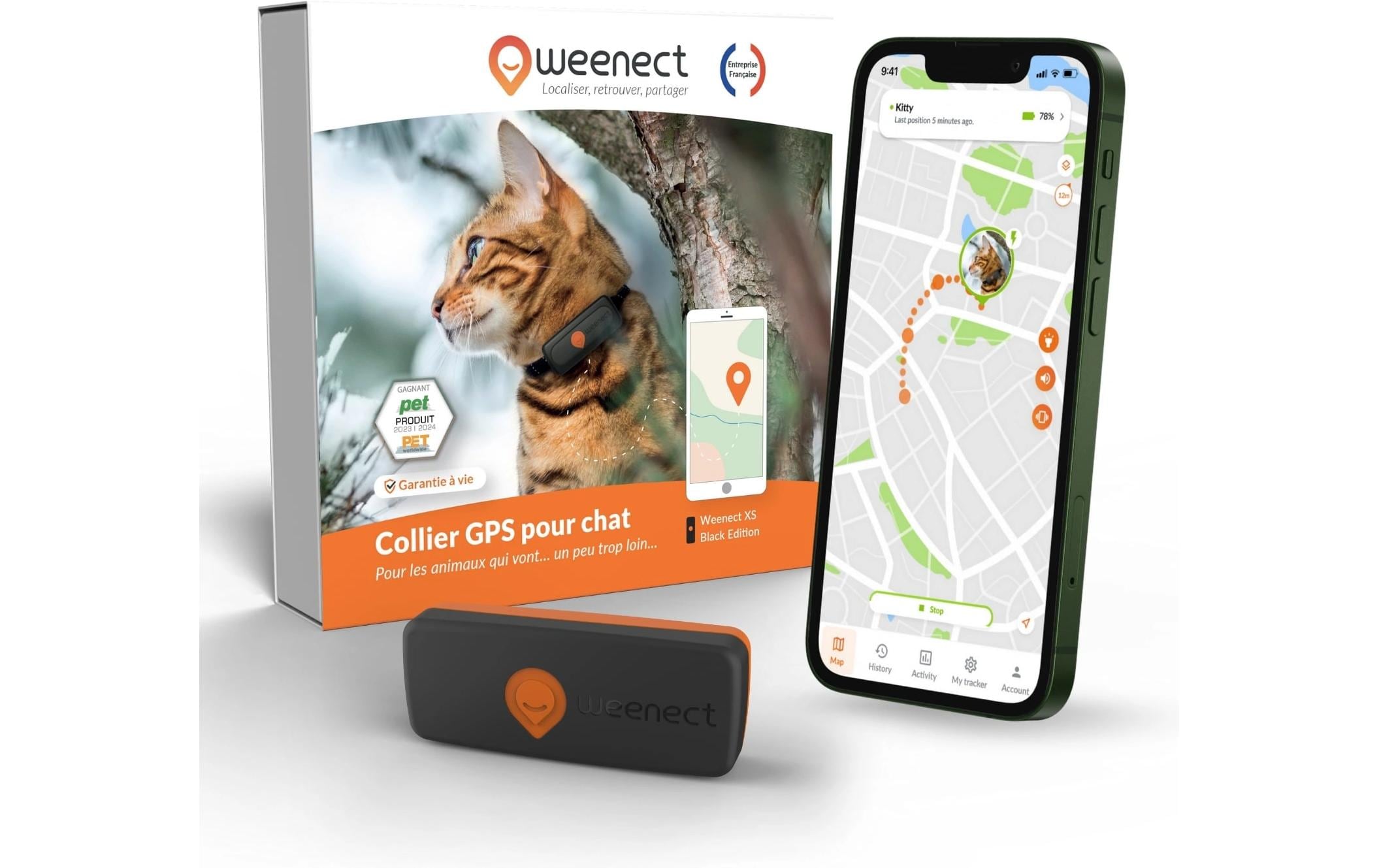 Weenect GPS-Tracker für Katzen schwarz
