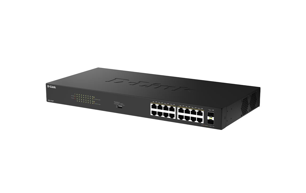 D-Link DGS-1018P/E: 18 Port Gig PoE+ Switch 16x1Gbps PoE+, 2x SFP