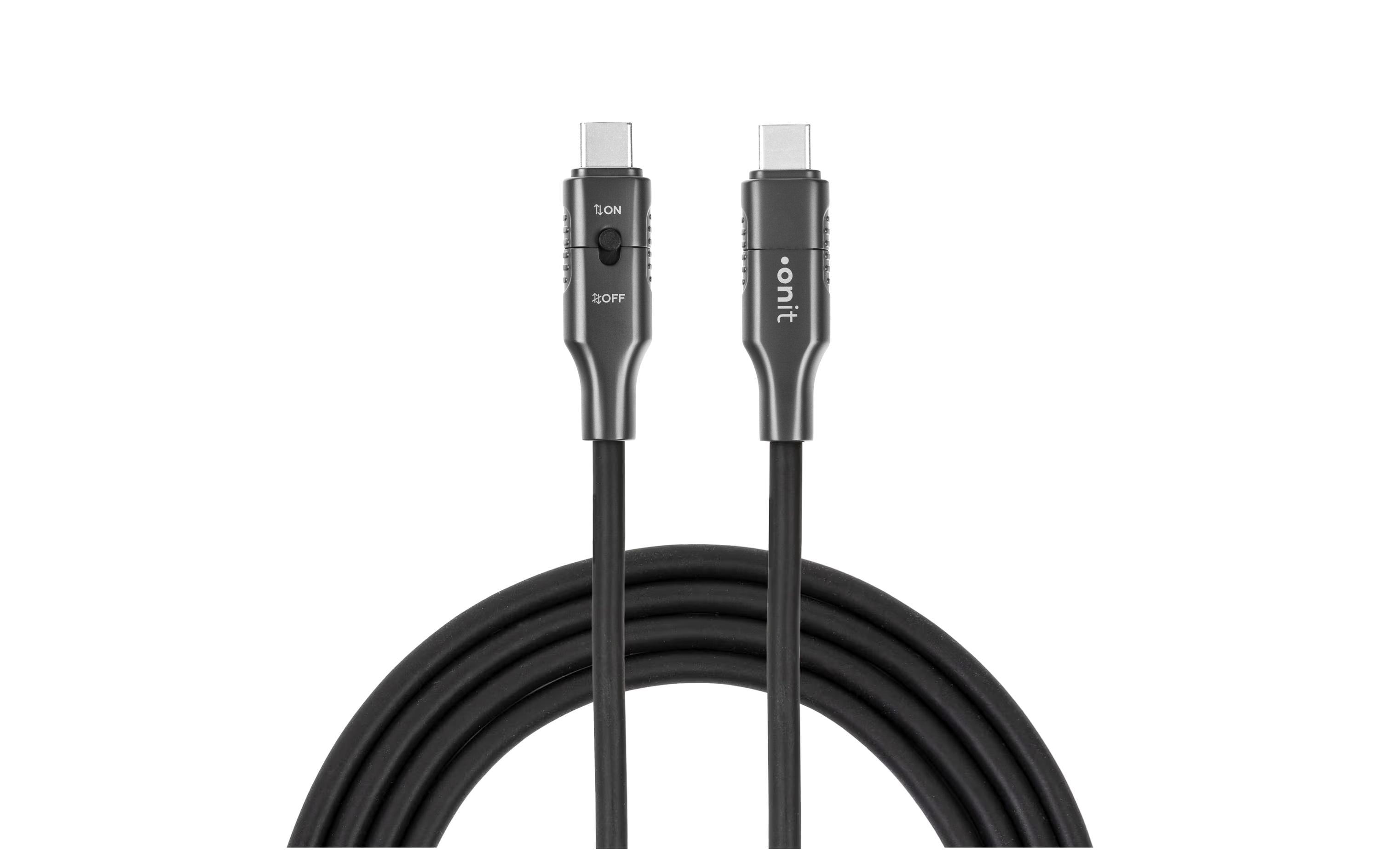 onit USB-SecurityKabel C-C schwarz 1.5m USB3.2Gen2 / 100W / 10Gbps / 4K@60Hz/Switch