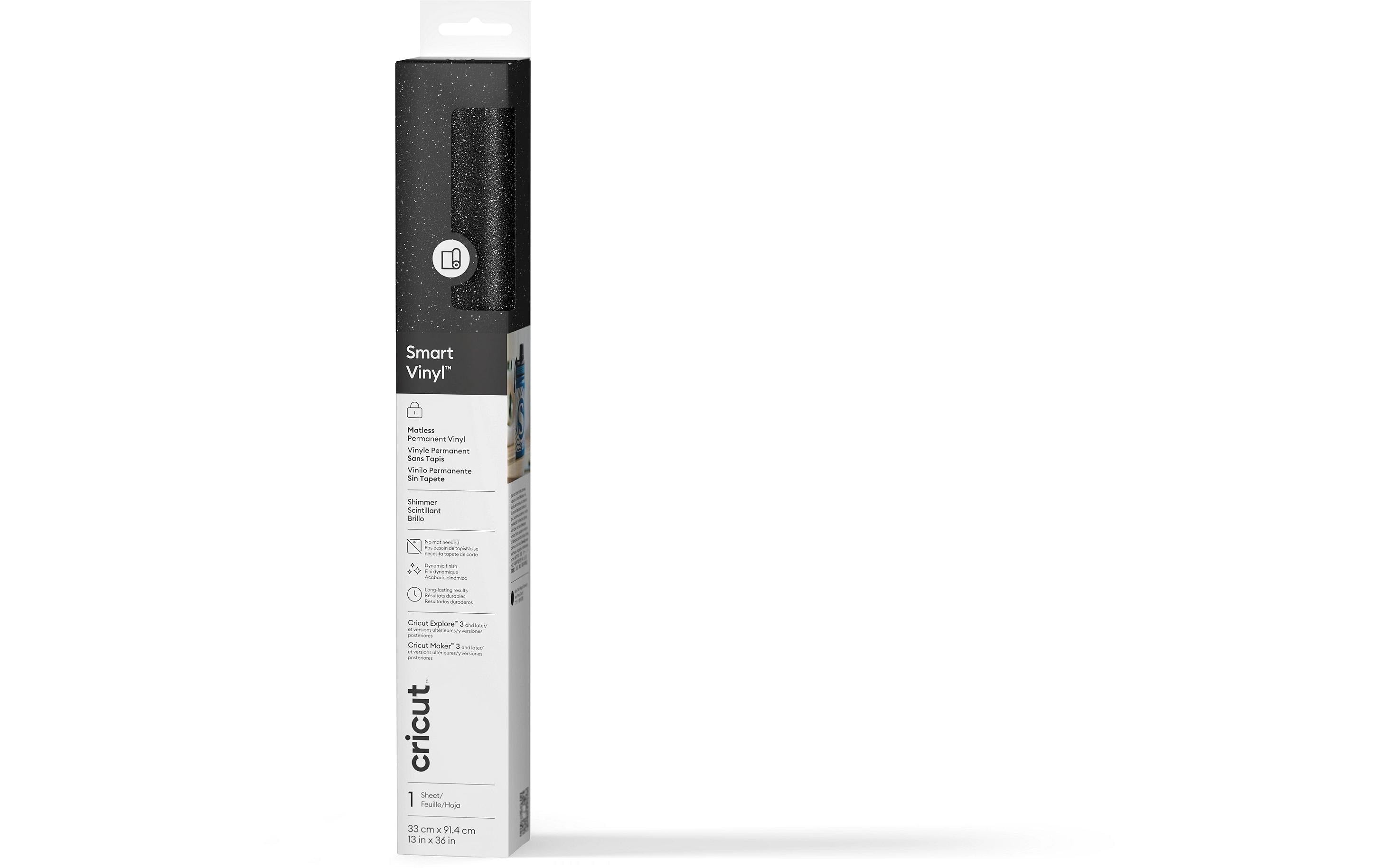 Cricut Vinylfolie Smart Permanent Shimmer Schwarz, 33 x 91 cm, Maker & Explore