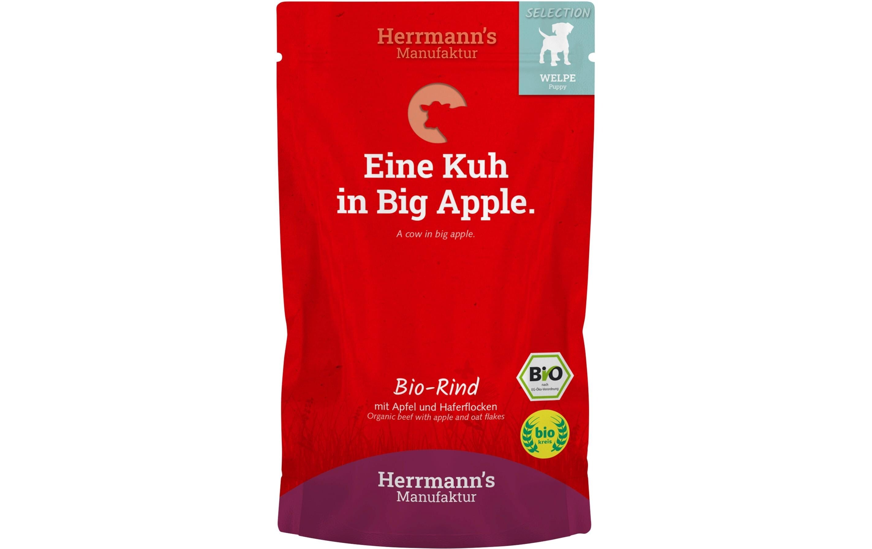Herrmanns Welpe Bio-Rind Apfel, Karotte und Haferflocken 150g