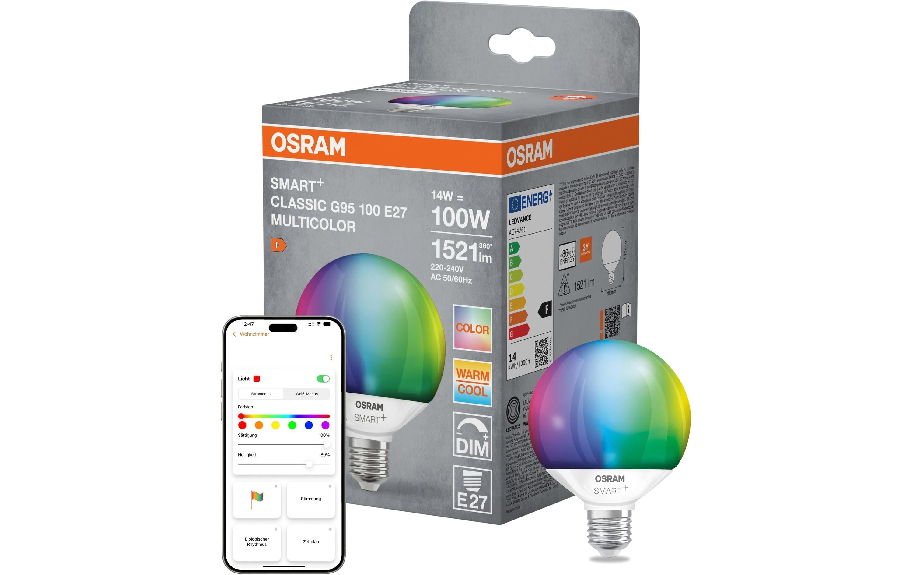 Osram SMART+ WIFI G95 G95 100 XW 230VFRE27 RGBW