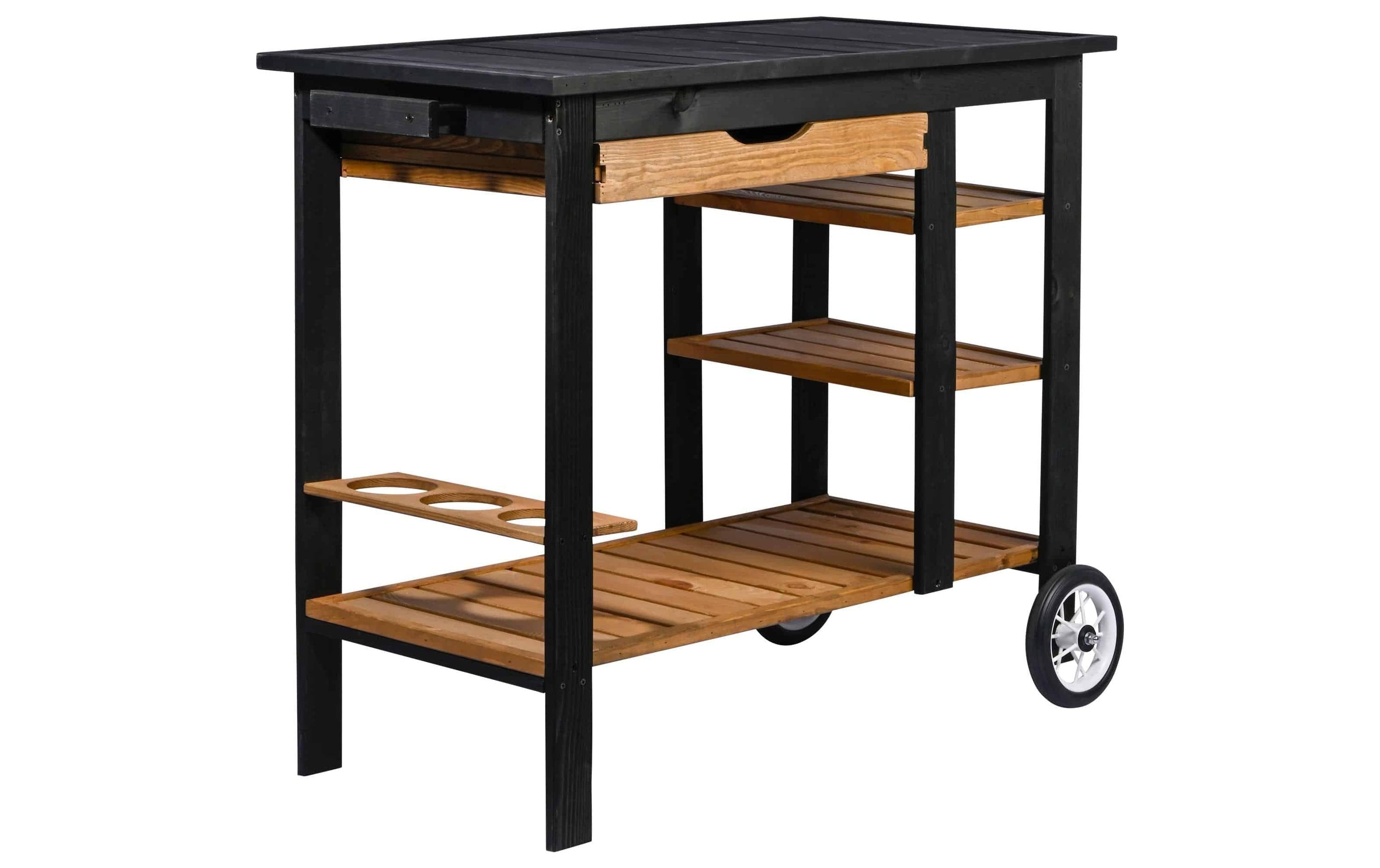 BBQ-Trolley Edelschwarz aus Holz