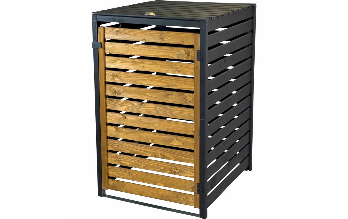 Mülltonnenverkleidung 240 L, aus Holz schwarz-braun