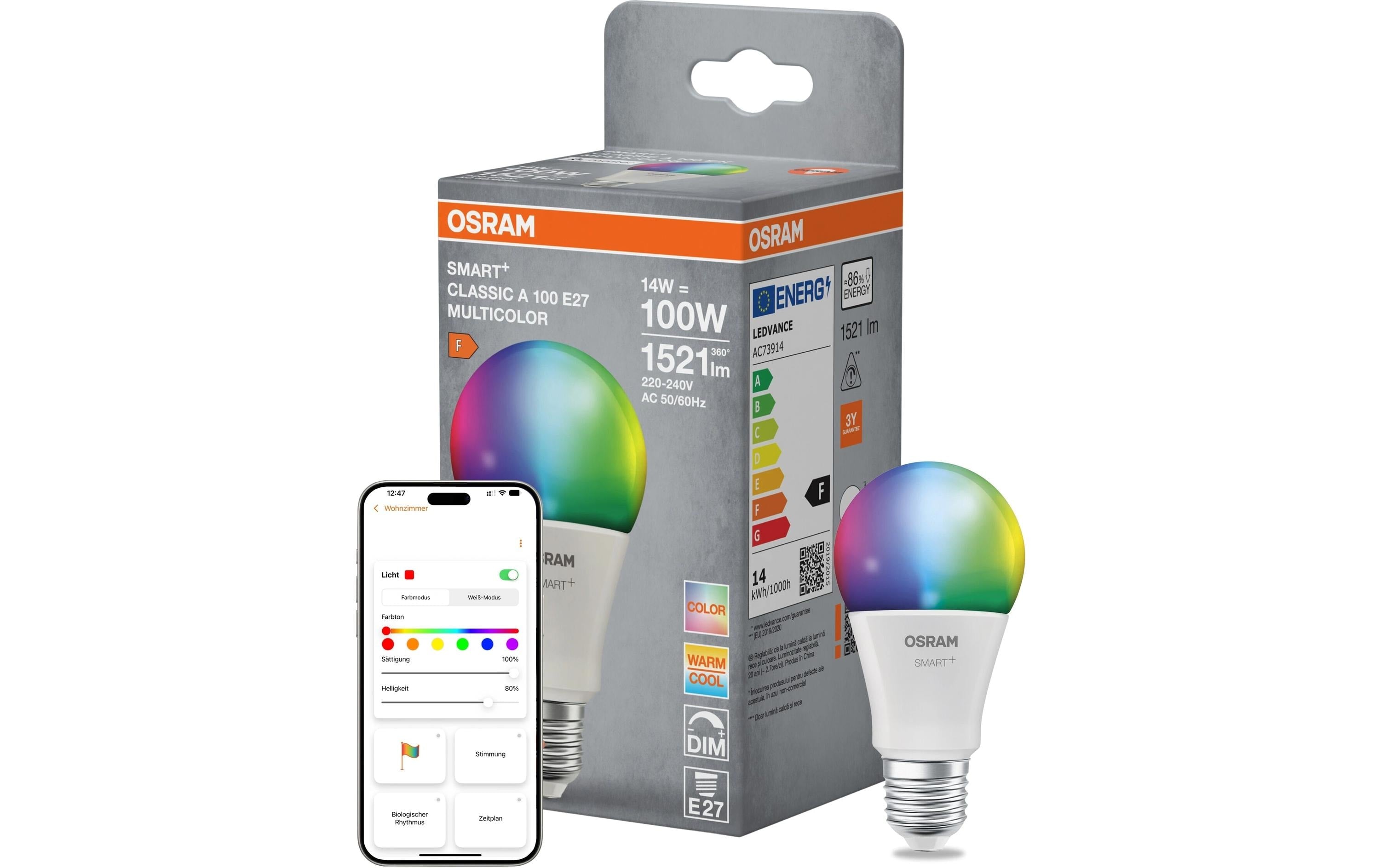 Osram SMART+ MATTER Classic A100 14W 827-865 Multicolor E27