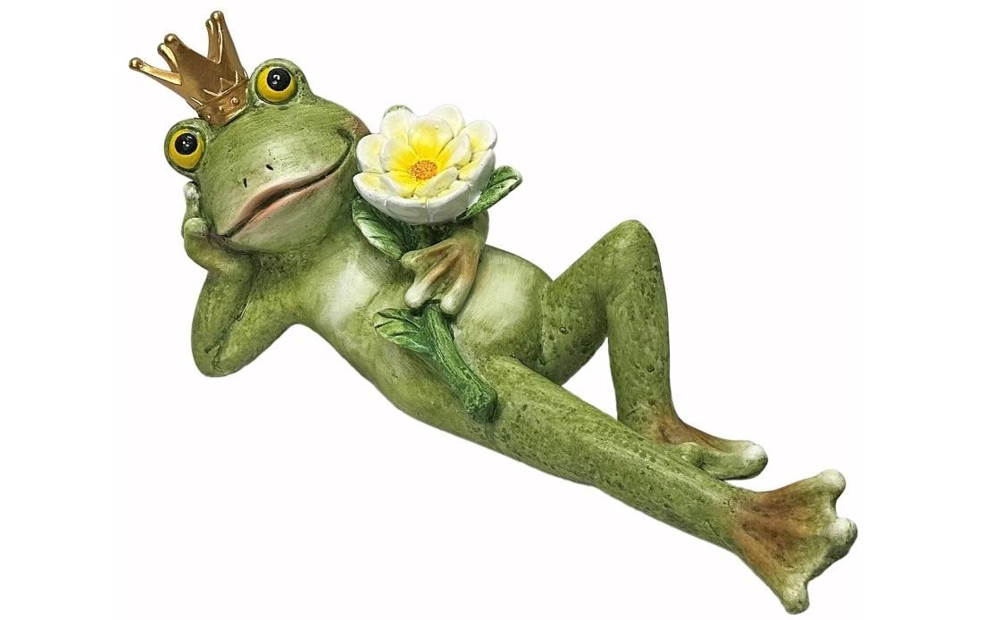Dameco DekofigurFroschkönig liegend mitRose Polyresin, 32x11x16 cm (BxTxH)