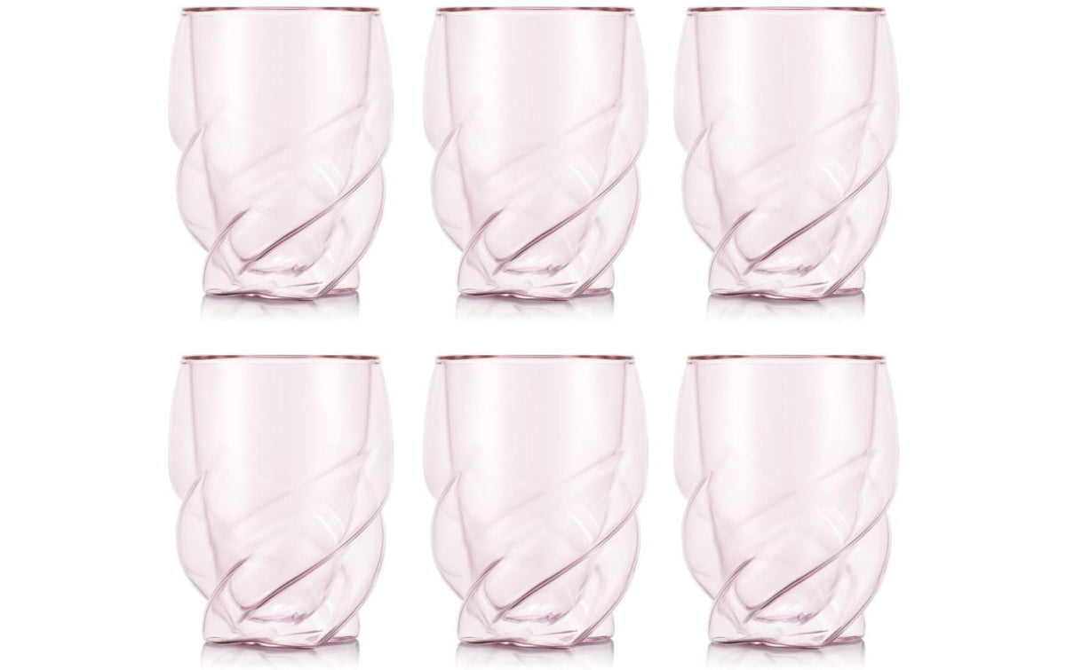 Bodum Pavina Paris Doppelwandgläser 6er Set, Glas translucent pink, 0.27 Liter