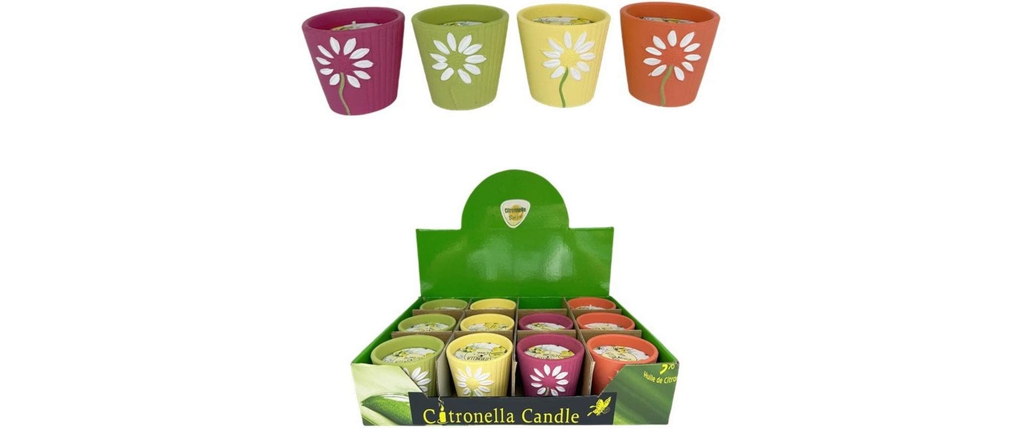 Dameco Citronella Kerzen im Eimer, 4er Set Metall mit Blumenmuster, 7x7 cm (DxH)
