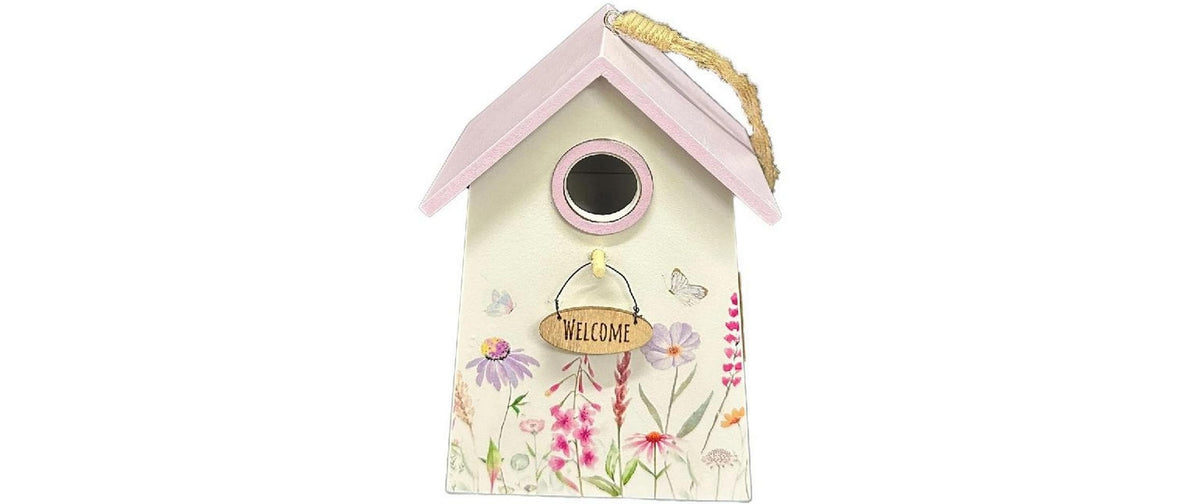 Dameco Aufsteller Vogelhaus aus Holz hängen oder stellen, 9x12x18 cm (TxBxH)